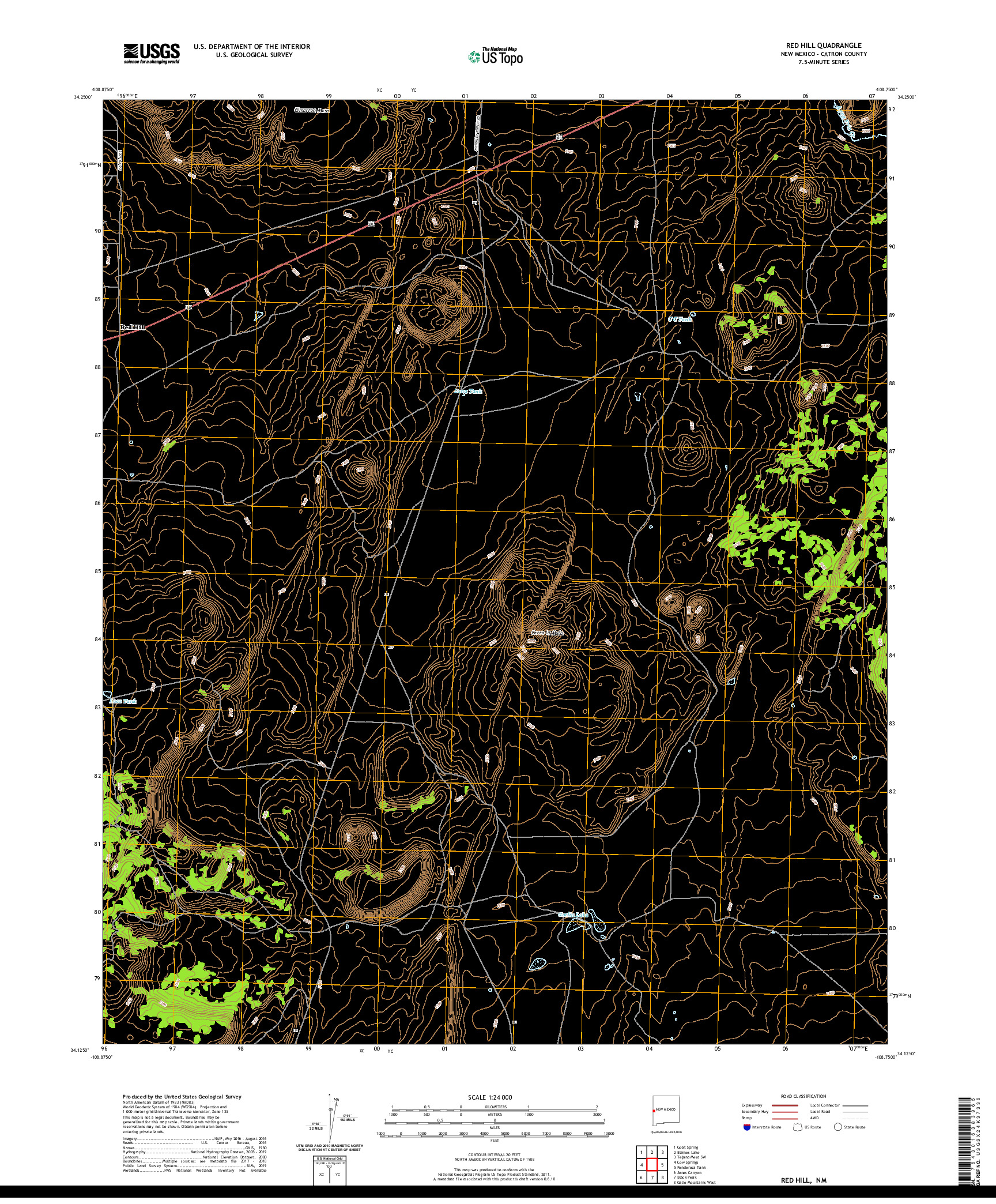 USGS US TOPO 7.5-MINUTE MAP FOR RED HILL, NM 2020