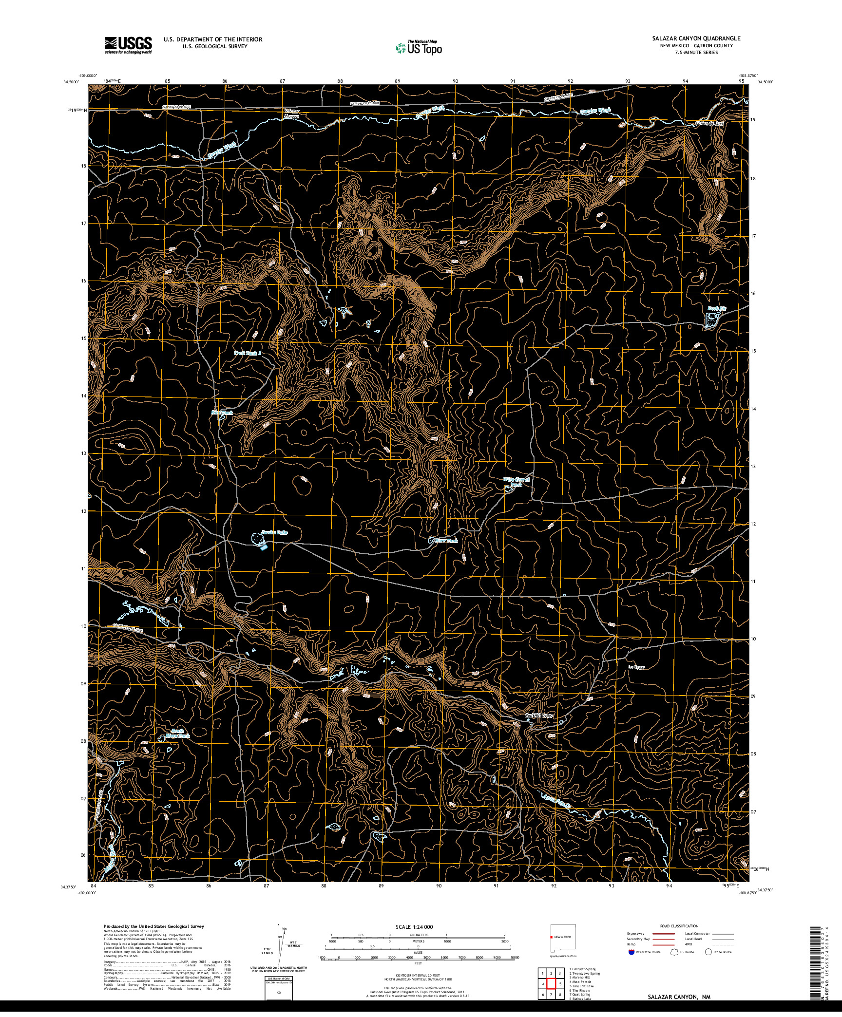 USGS US TOPO 7.5-MINUTE MAP FOR SALAZAR CANYON, NM 2020