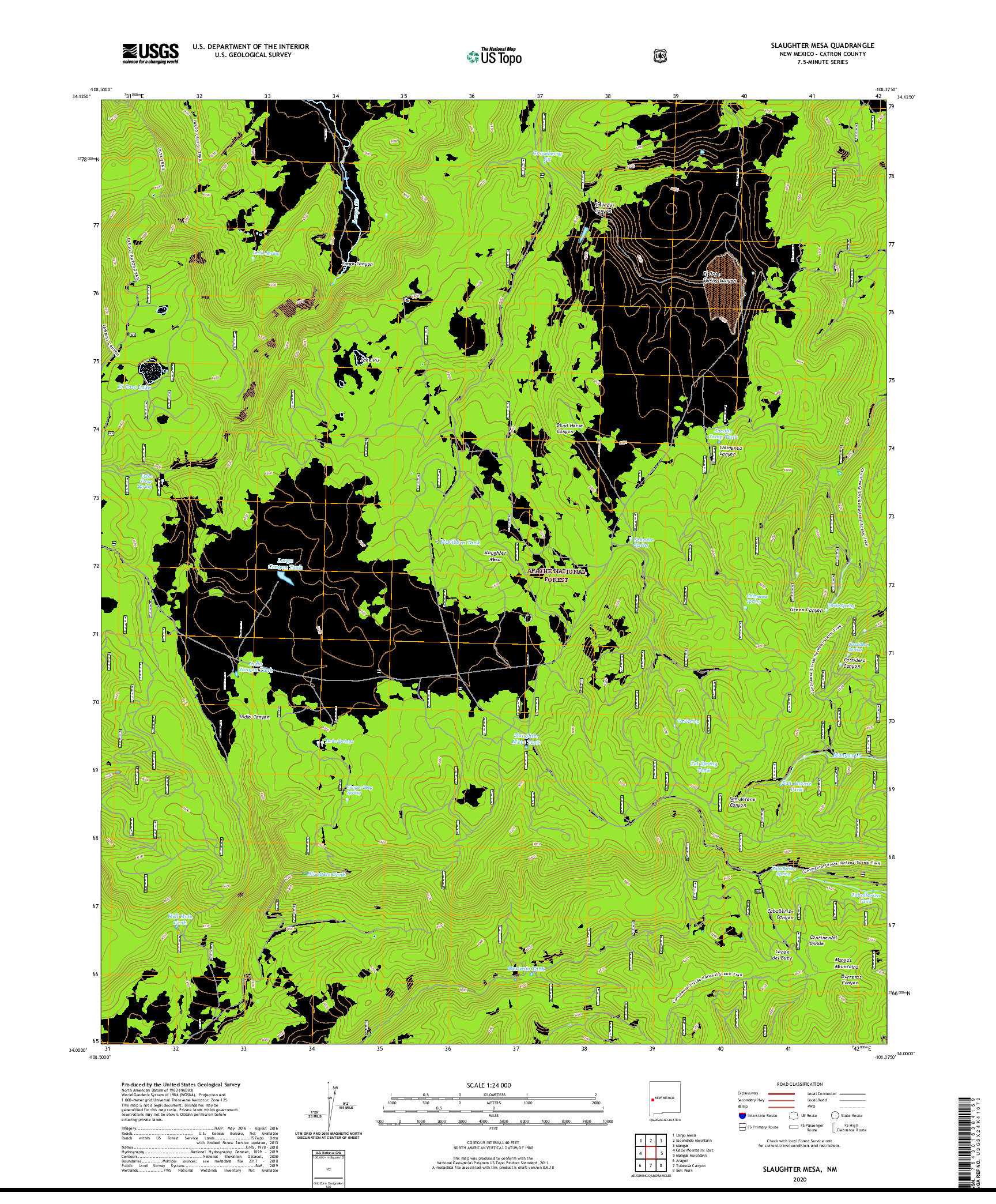 USGS US TOPO 7.5-MINUTE MAP FOR SLAUGHTER MESA, NM 2020