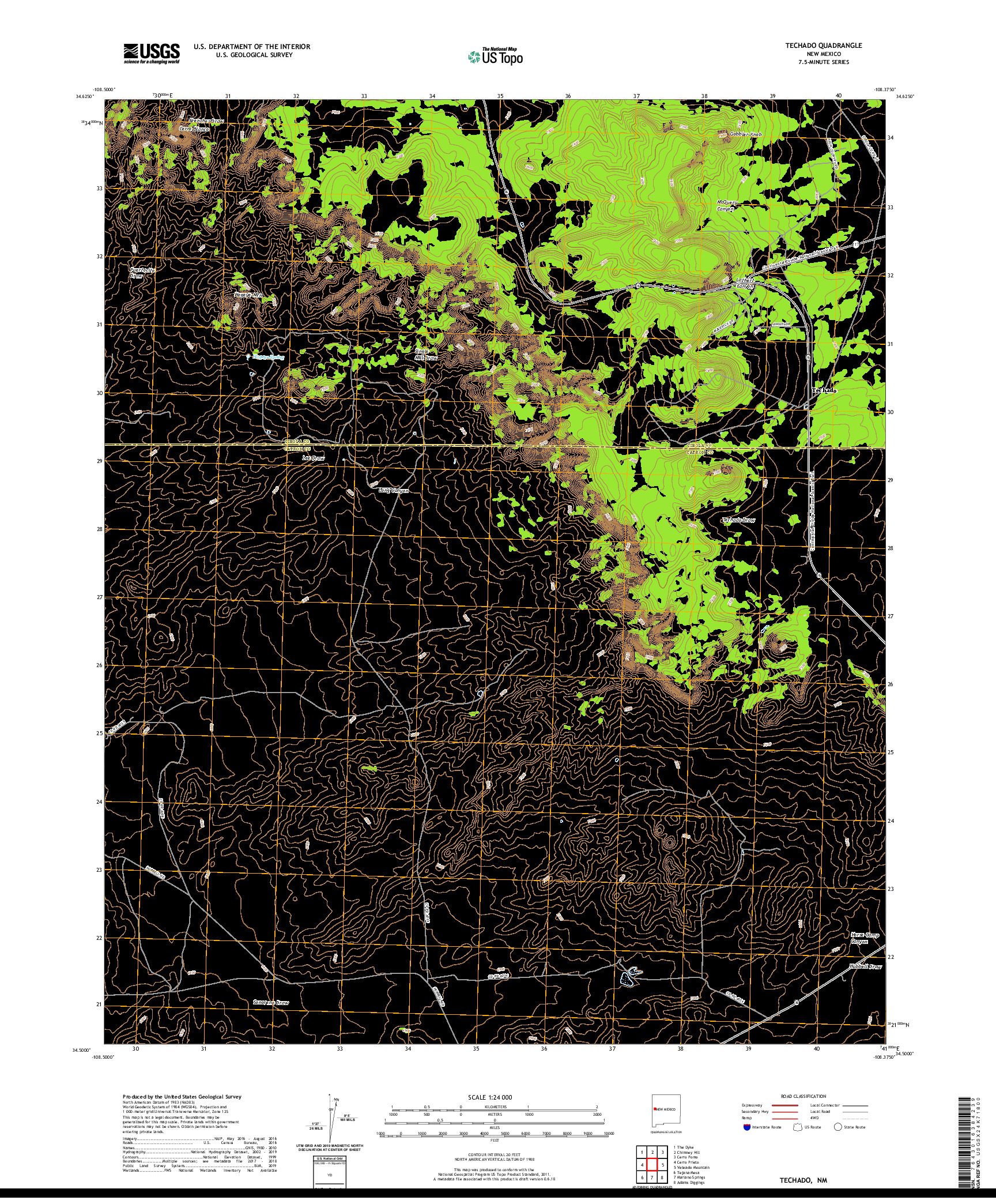 USGS US TOPO 7.5-MINUTE MAP FOR TECHADO, NM 2020