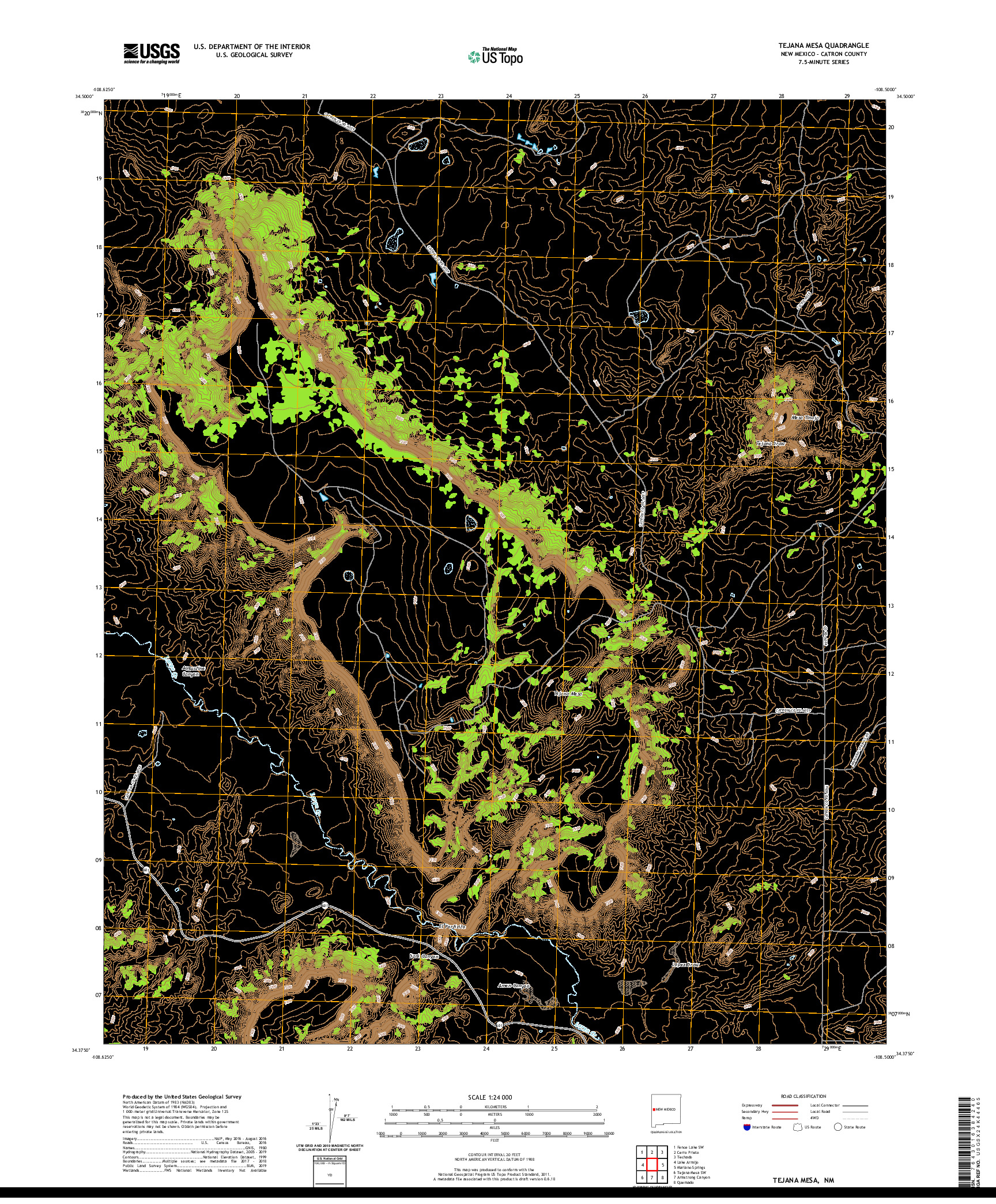 USGS US TOPO 7.5-MINUTE MAP FOR TEJANA MESA, NM 2020