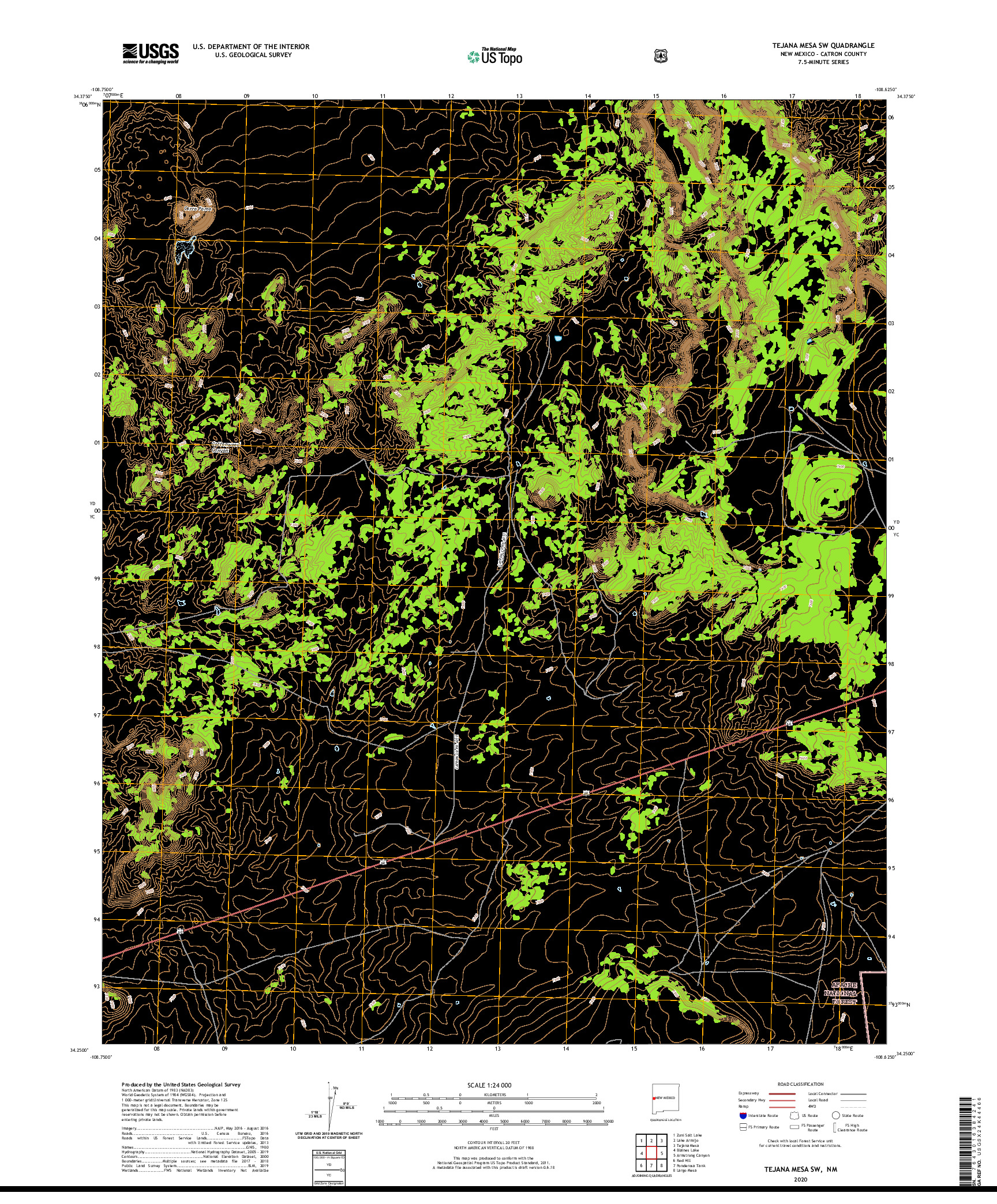 USGS US TOPO 7.5-MINUTE MAP FOR TEJANA MESA SW, NM 2020
