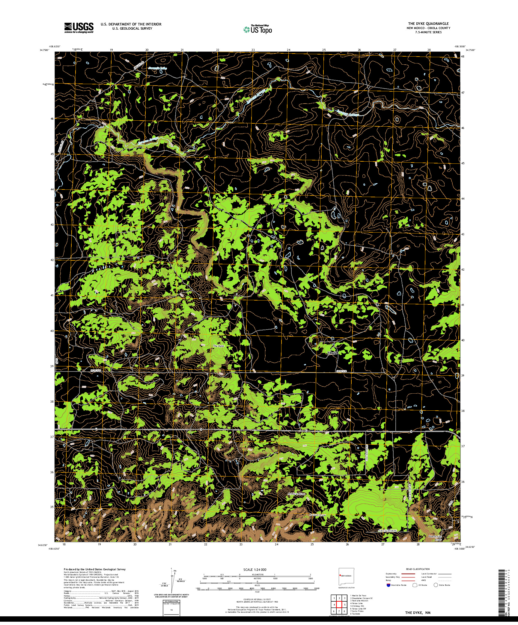 USGS US TOPO 7.5-MINUTE MAP FOR THE DYKE, NM 2020