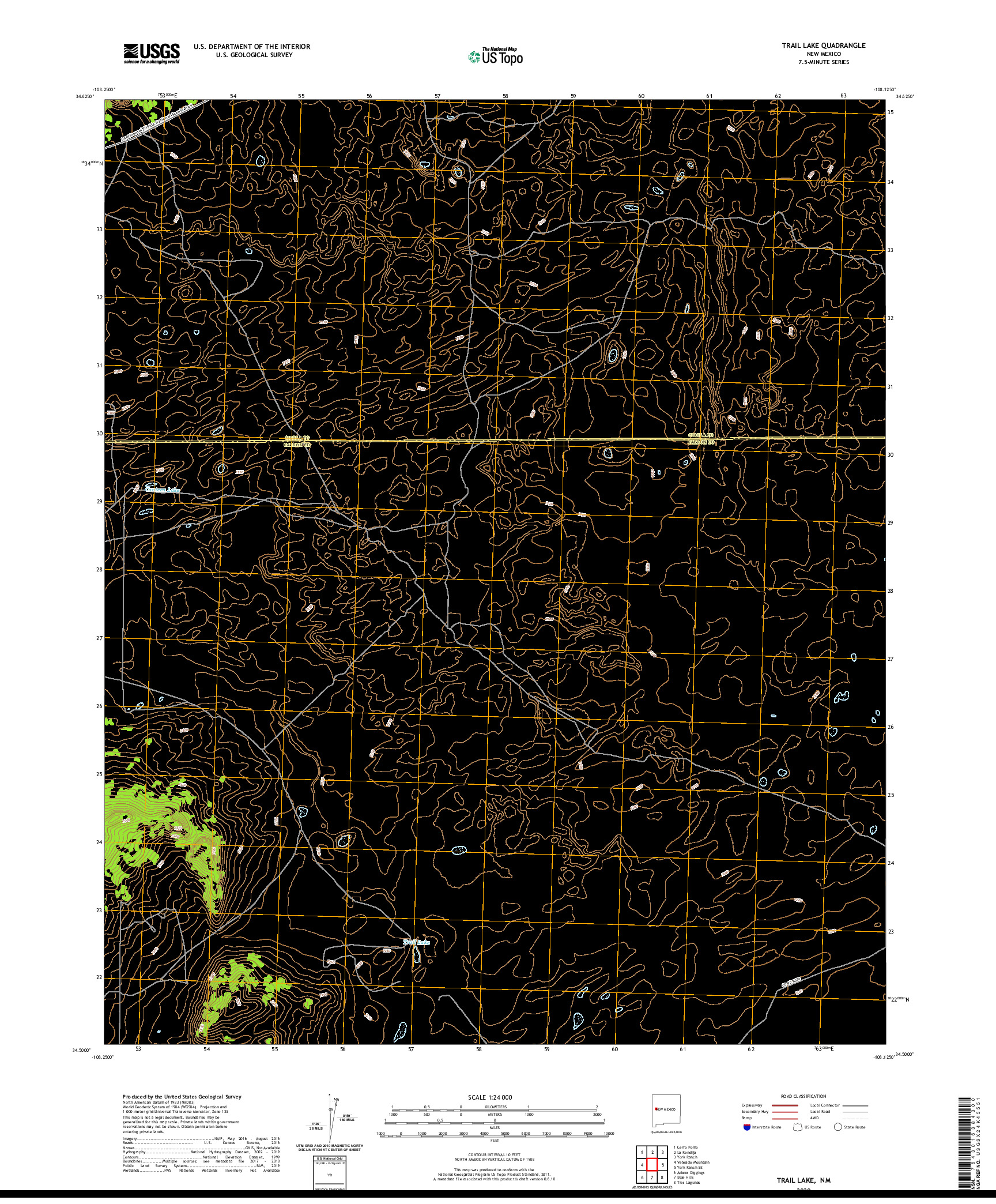 USGS US TOPO 7.5-MINUTE MAP FOR TRAIL LAKE, NM 2020