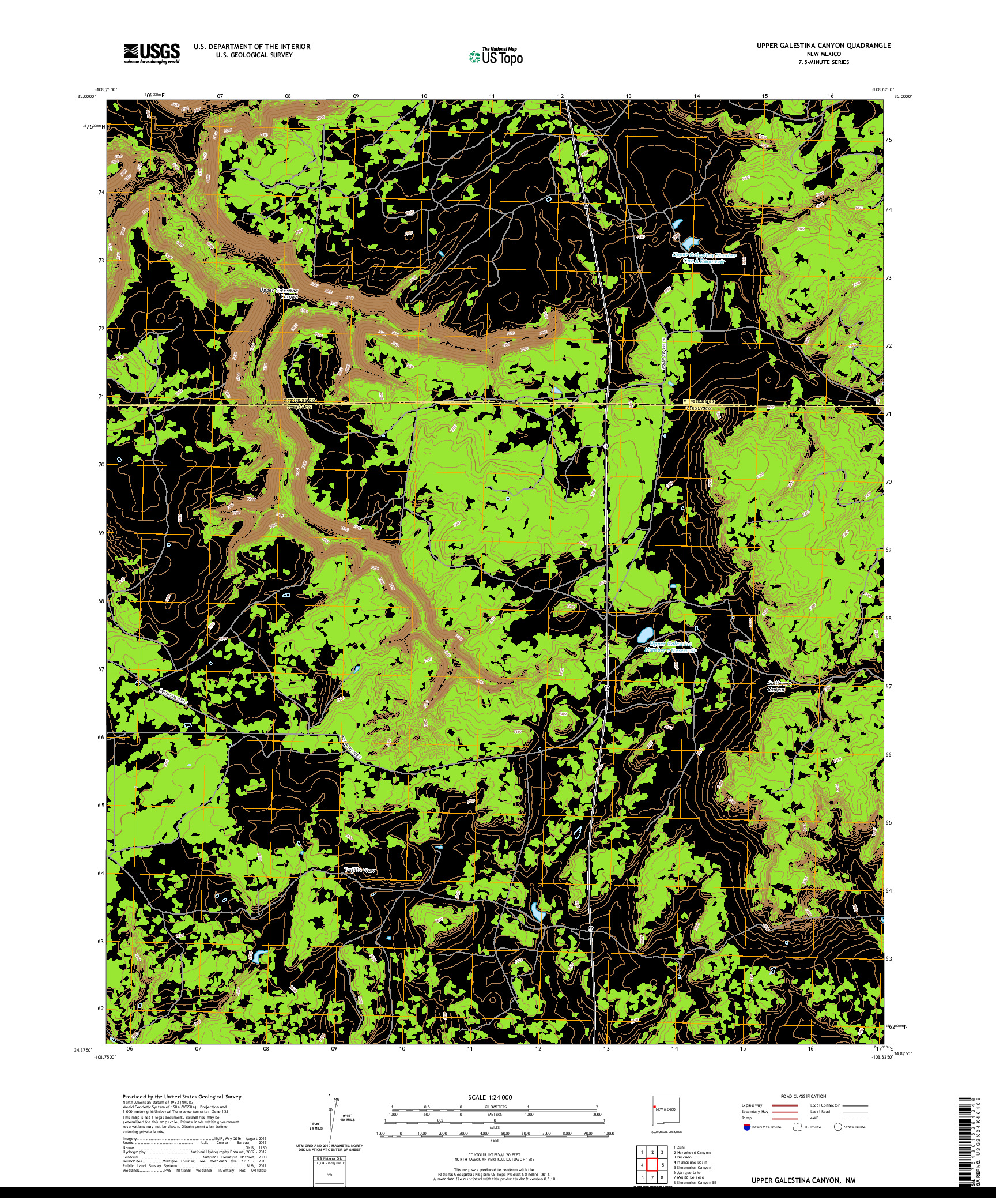 USGS US TOPO 7.5-MINUTE MAP FOR UPPER GALESTINA CANYON, NM 2020