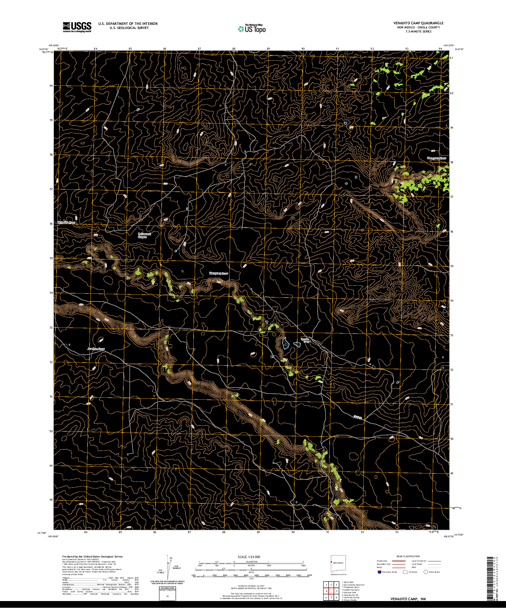 USGS US TOPO 7.5-MINUTE MAP FOR VENADITO CAMP, NM 2020