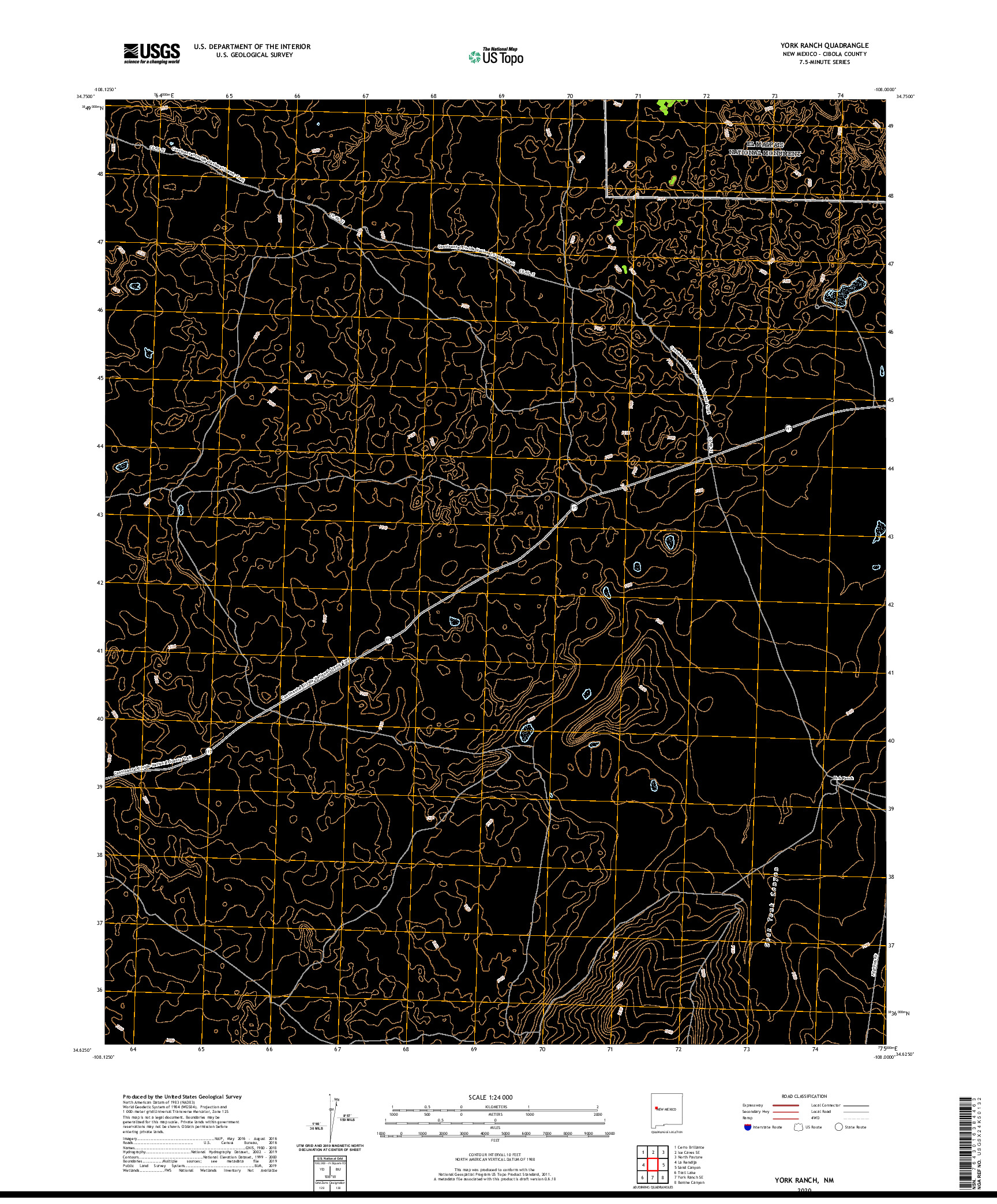 USGS US TOPO 7.5-MINUTE MAP FOR YORK RANCH, NM 2020