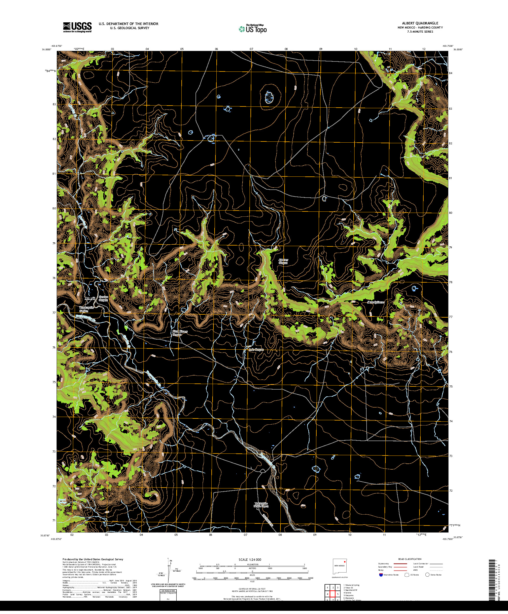 USGS US TOPO 7.5-MINUTE MAP FOR ALBERT, NM 2020