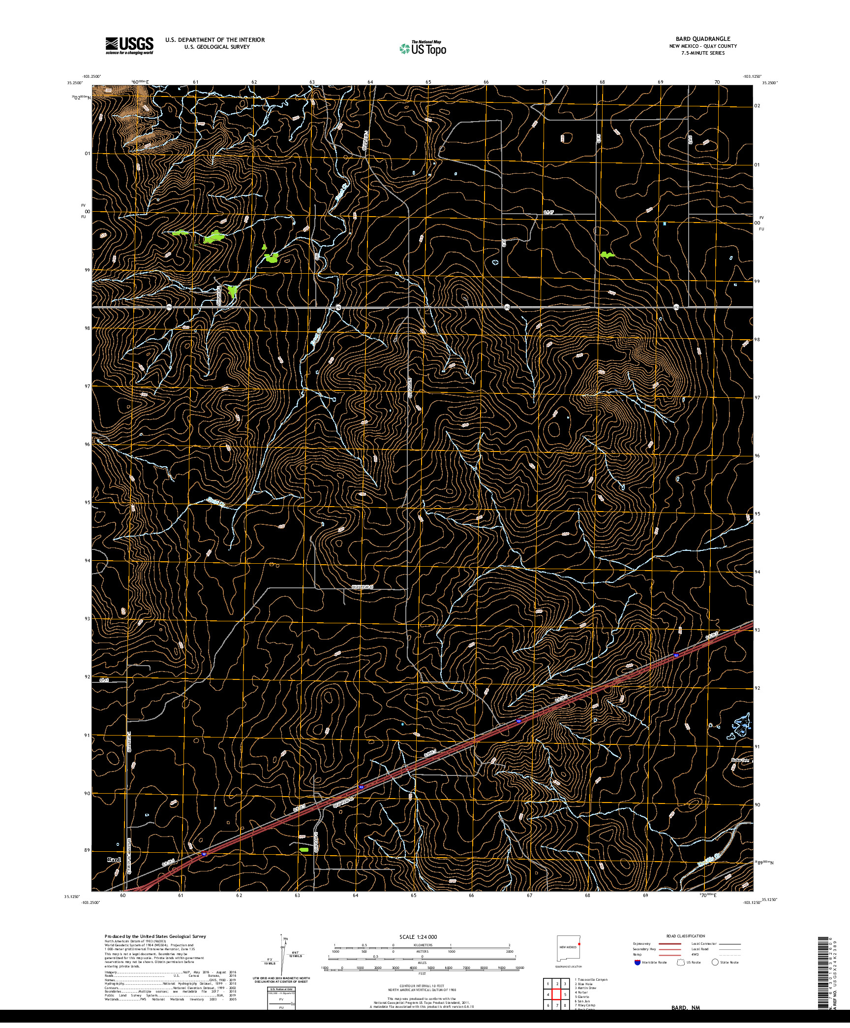 USGS US TOPO 7.5-MINUTE MAP FOR BARD, NM 2020