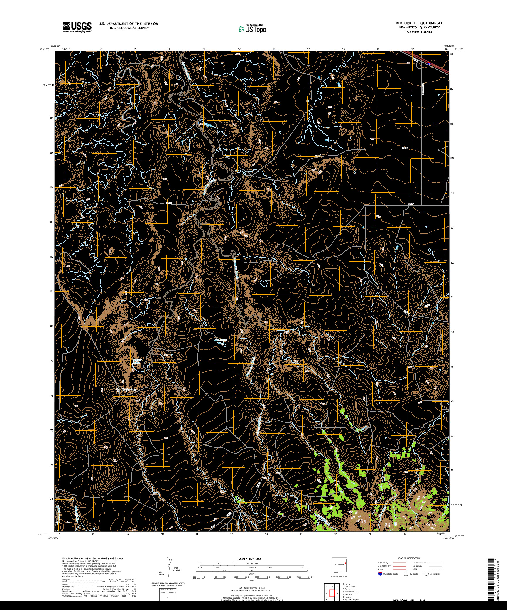 USGS US TOPO 7.5-MINUTE MAP FOR BEDFORD HILL, NM 2020