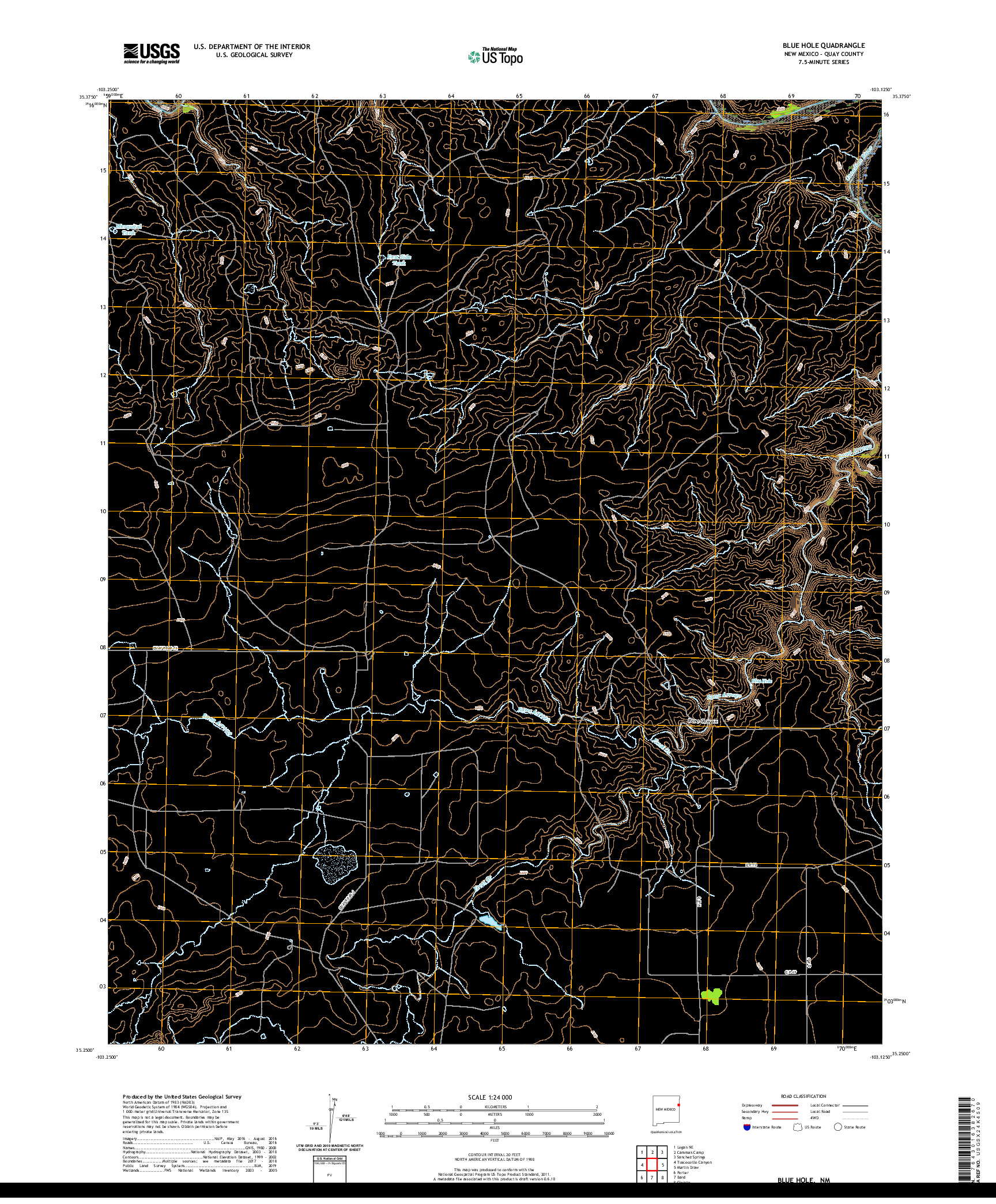 USGS US TOPO 7.5-MINUTE MAP FOR BLUE HOLE, NM 2020