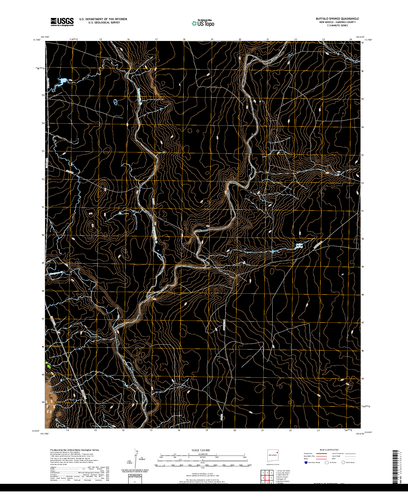 USGS US TOPO 7.5-MINUTE MAP FOR BUFFALO SPRINGS, NM 2020