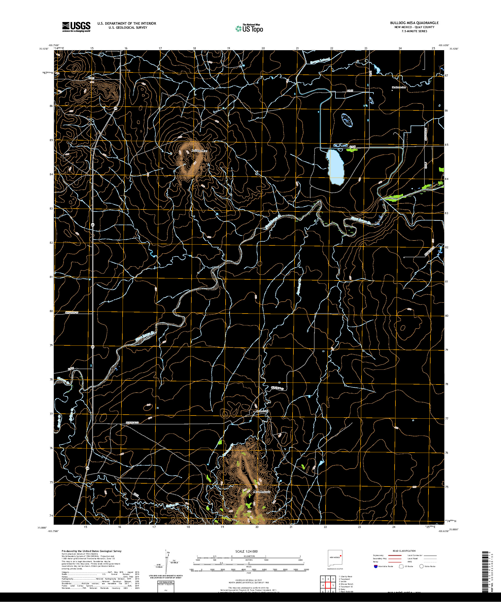 USGS US TOPO 7.5-MINUTE MAP FOR BULLDOG MESA, NM 2020