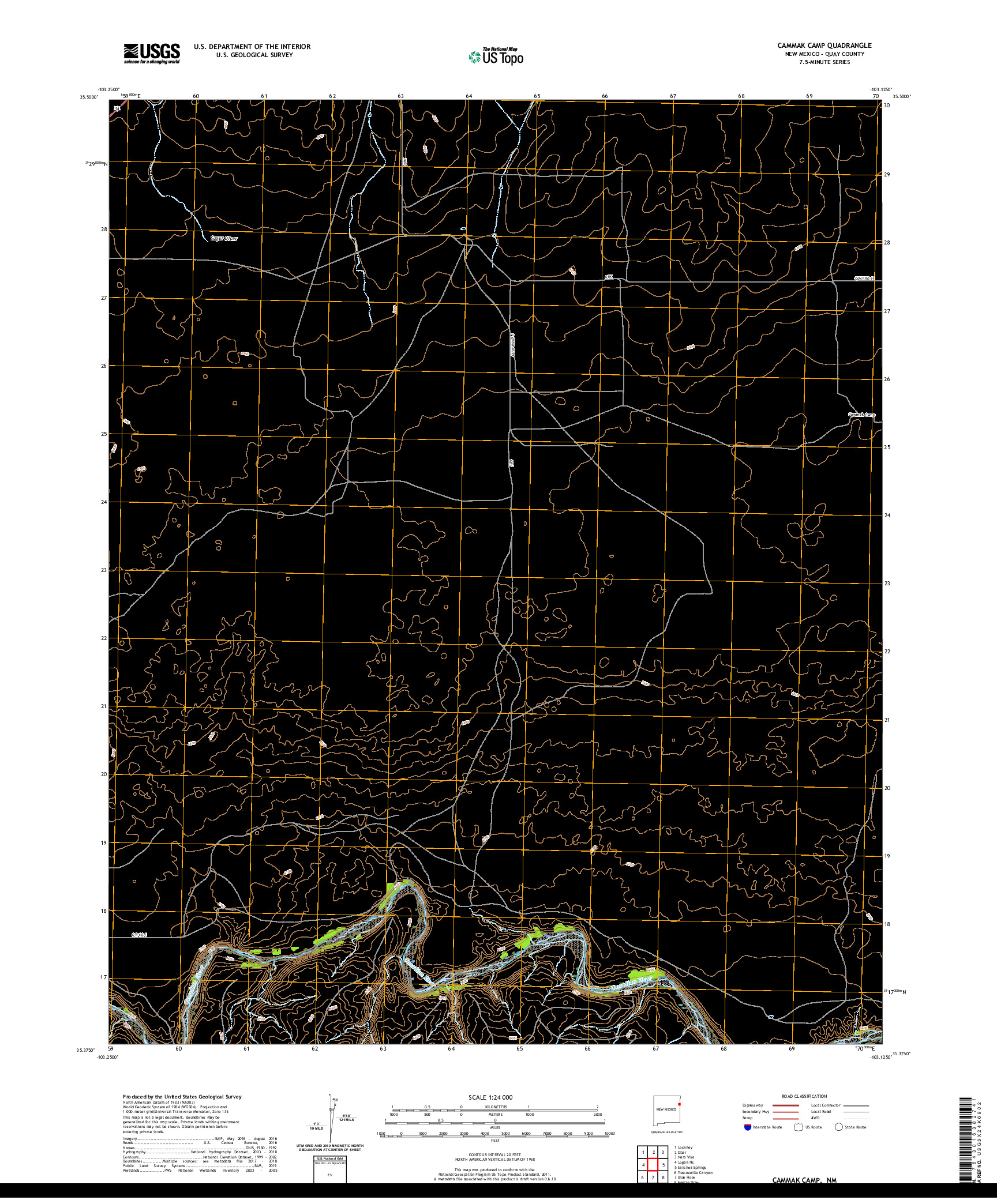 USGS US TOPO 7.5-MINUTE MAP FOR CAMMAK CAMP, NM 2020