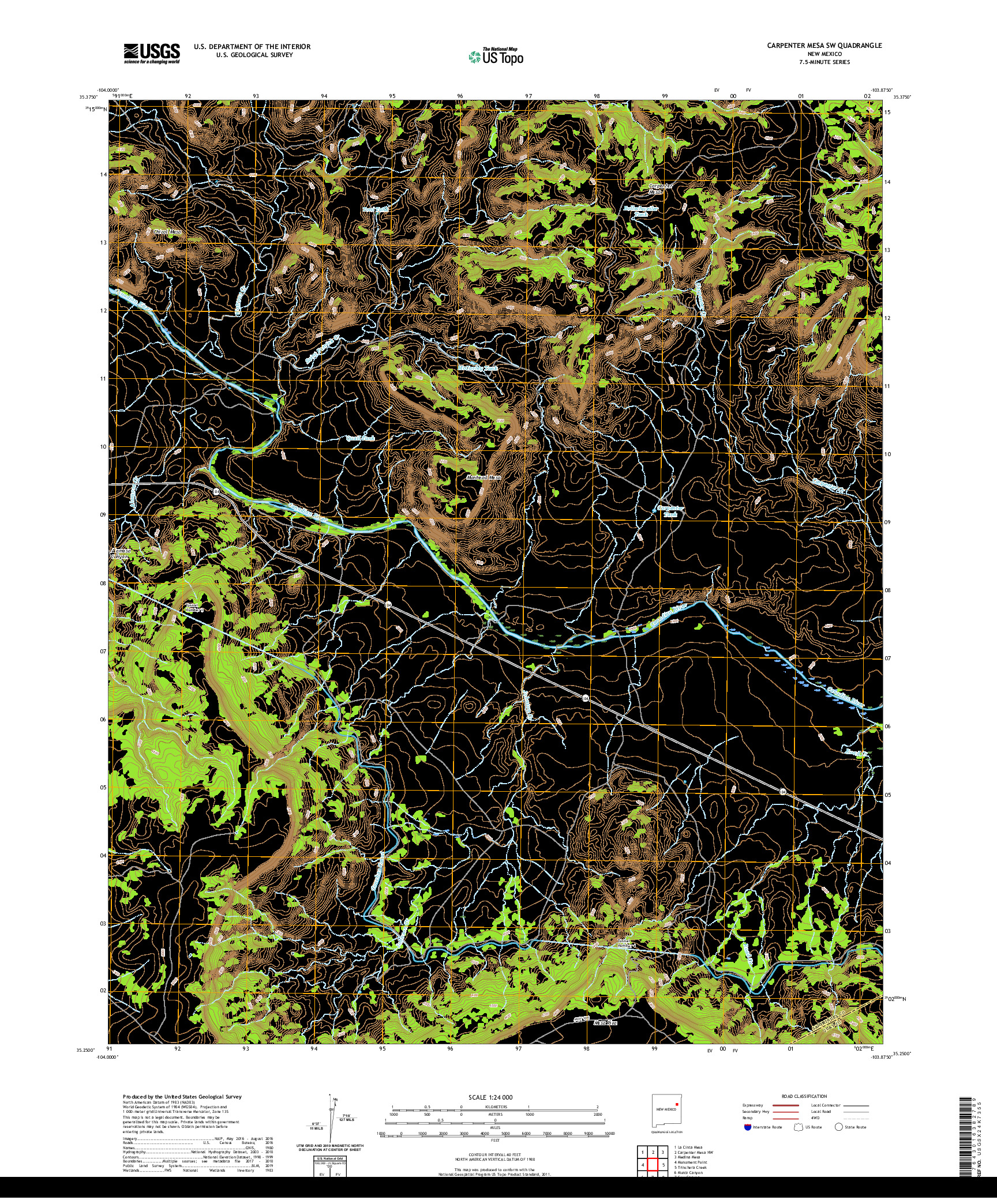 USGS US TOPO 7.5-MINUTE MAP FOR CARPENTER MESA SW, NM 2020