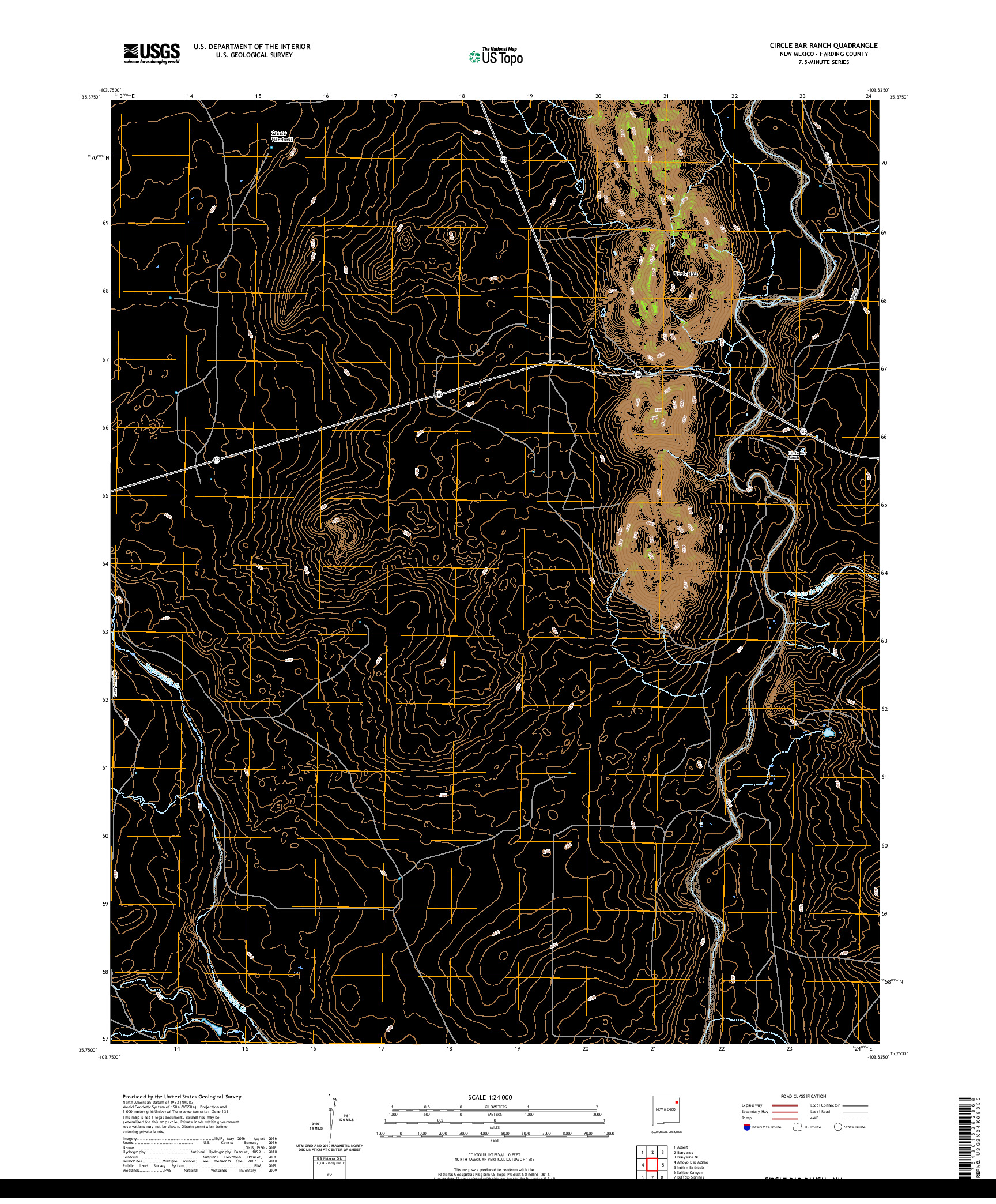 USGS US TOPO 7.5-MINUTE MAP FOR CIRCLE BAR RANCH, NM 2020