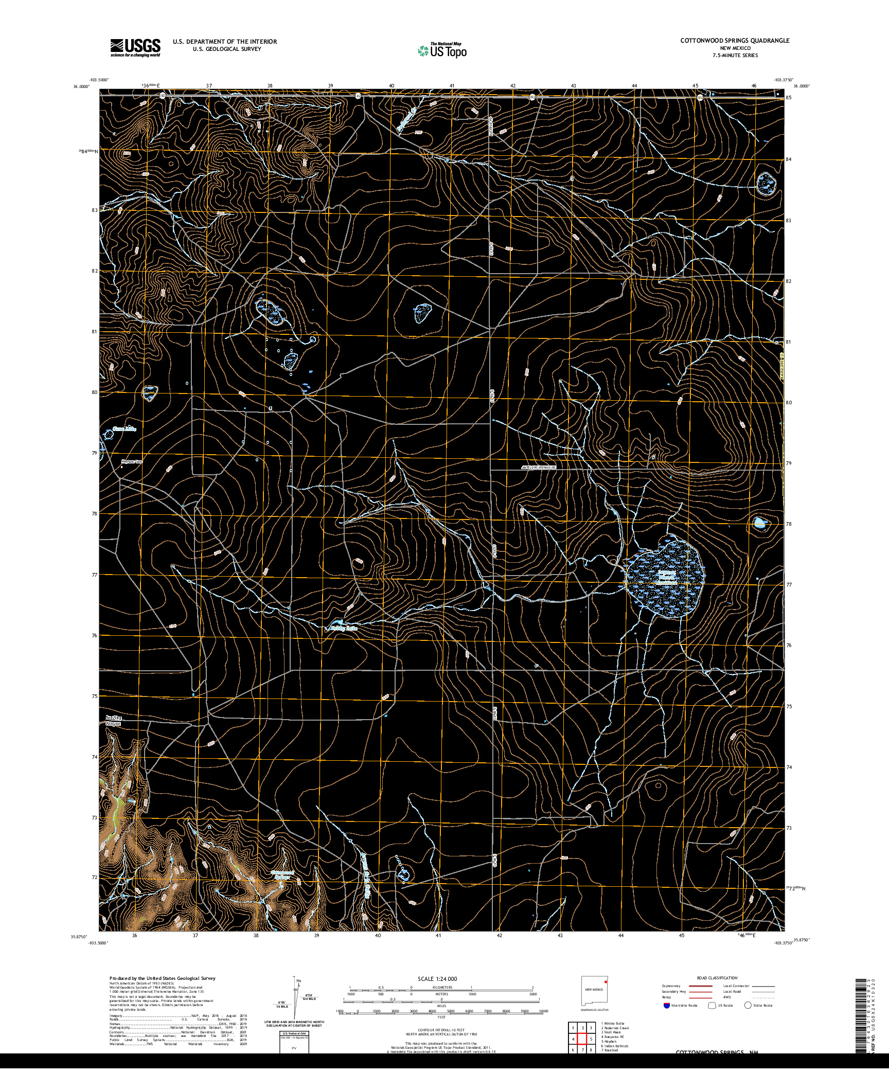 USGS US TOPO 7.5-MINUTE MAP FOR COTTONWOOD SPRINGS, NM 2020