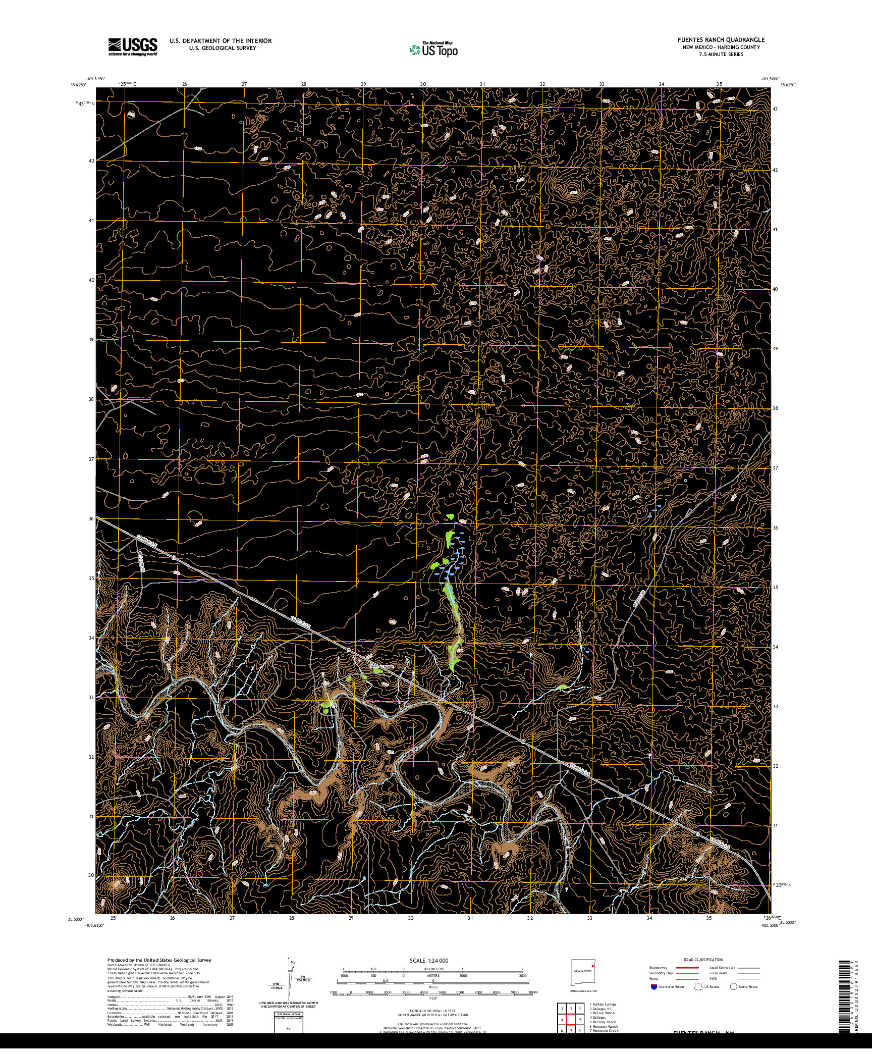 USGS US TOPO 7.5-MINUTE MAP FOR FUENTES RANCH, NM 2020