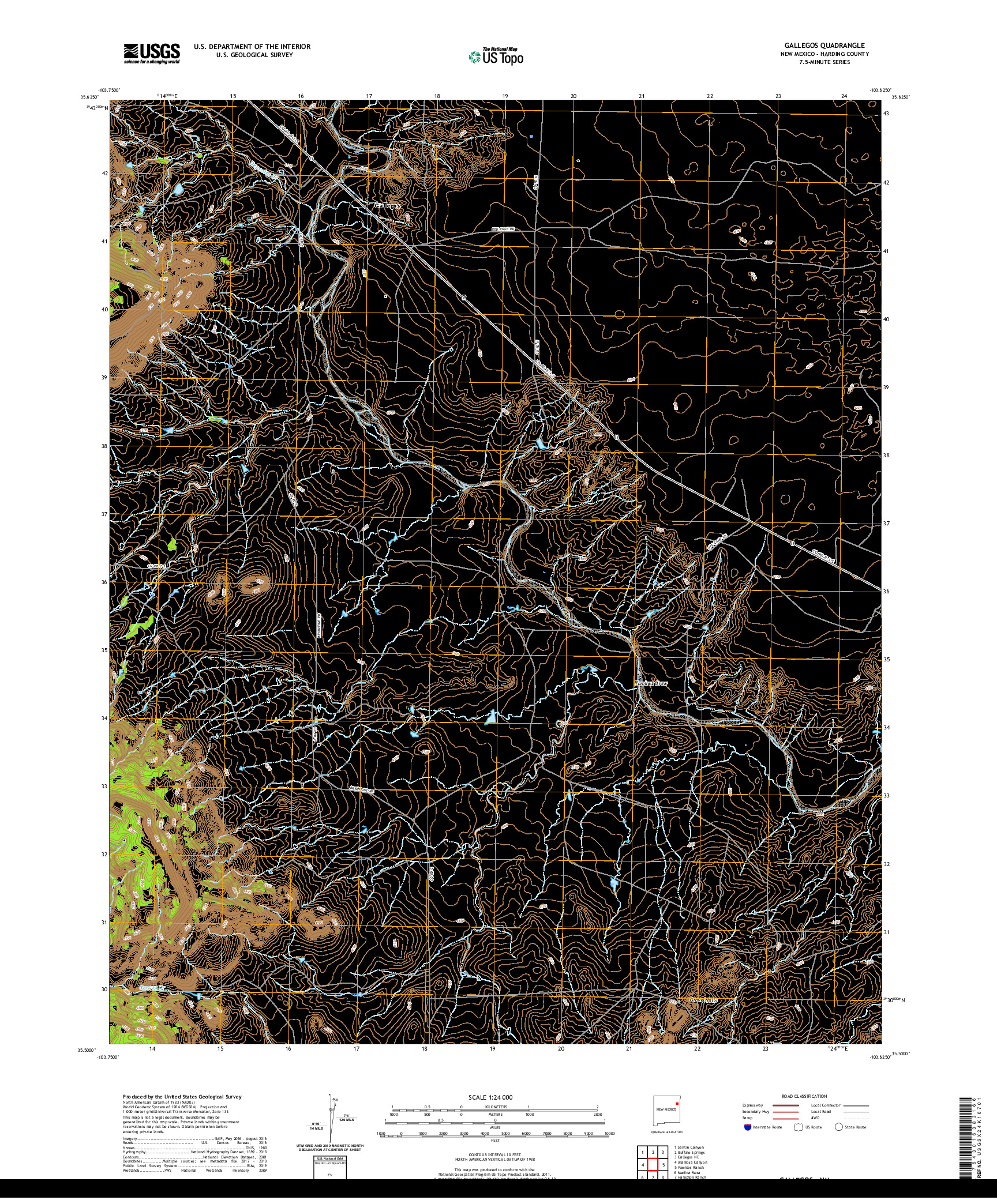 USGS US TOPO 7.5-MINUTE MAP FOR GALLEGOS, NM 2020