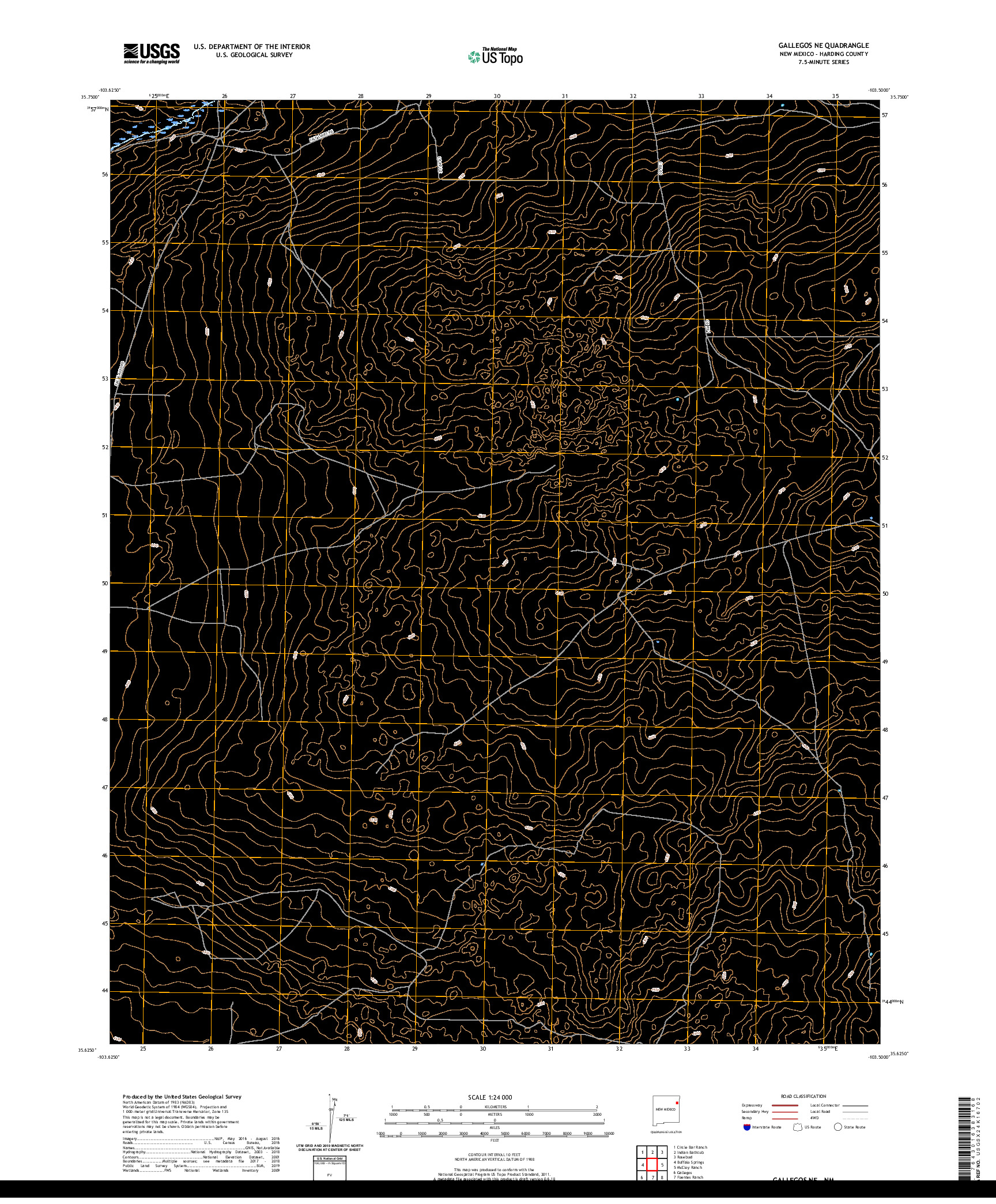 USGS US TOPO 7.5-MINUTE MAP FOR GALLEGOS NE, NM 2020