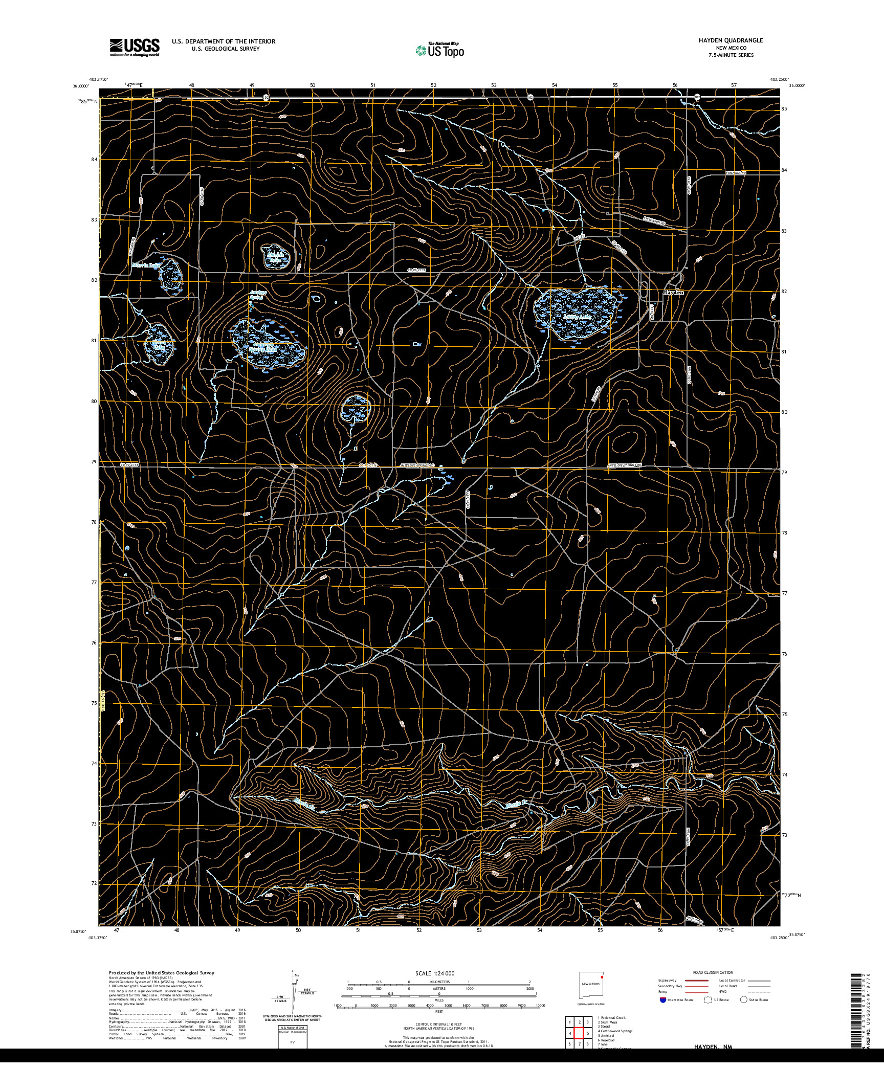 USGS US TOPO 7.5-MINUTE MAP FOR HAYDEN, NM 2020