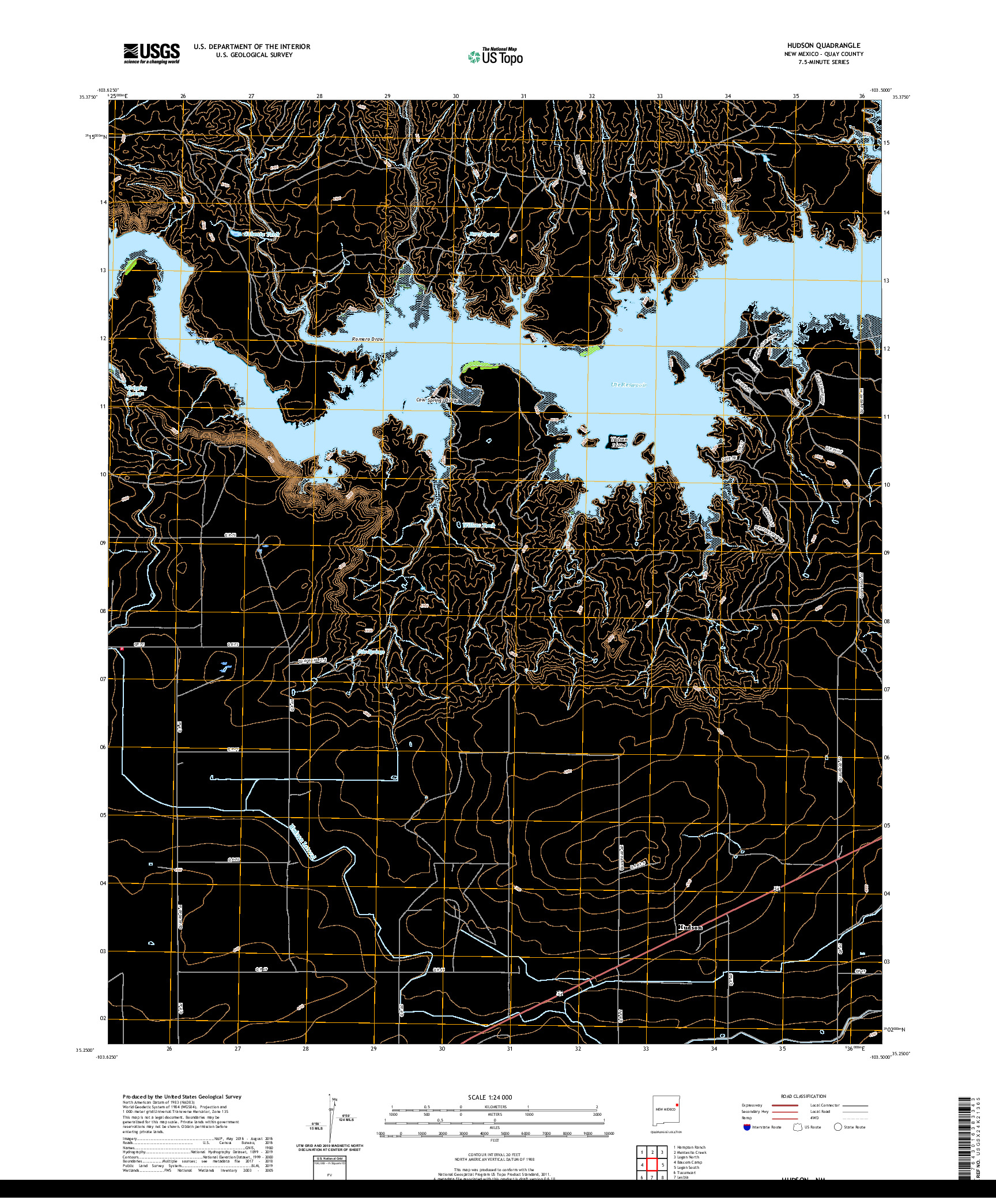 USGS US TOPO 7.5-MINUTE MAP FOR HUDSON, NM 2020