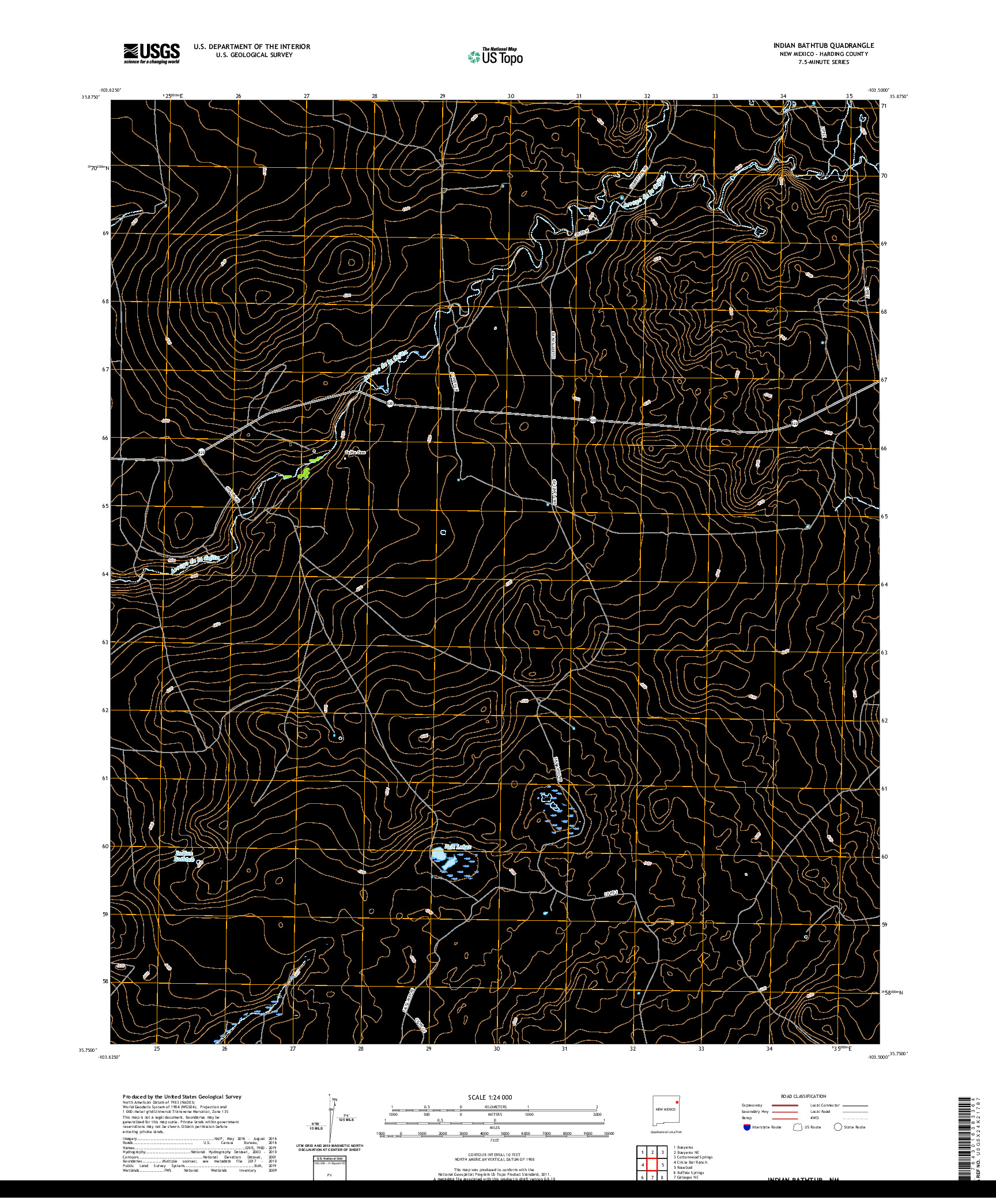 USGS US TOPO 7.5-MINUTE MAP FOR INDIAN BATHTUB, NM 2020