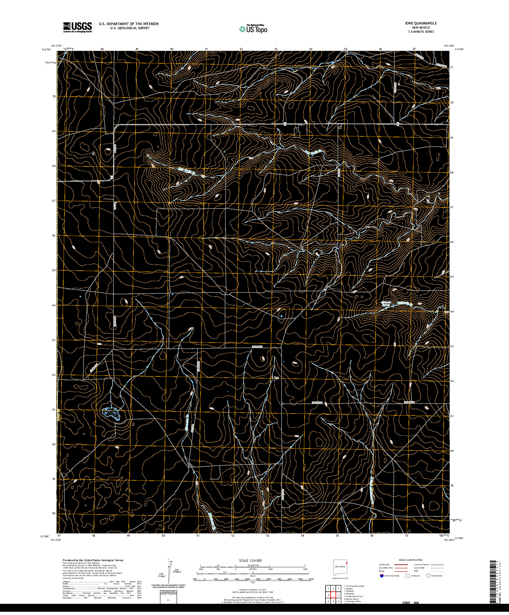 USGS US TOPO 7.5-MINUTE MAP FOR IONE, NM 2020