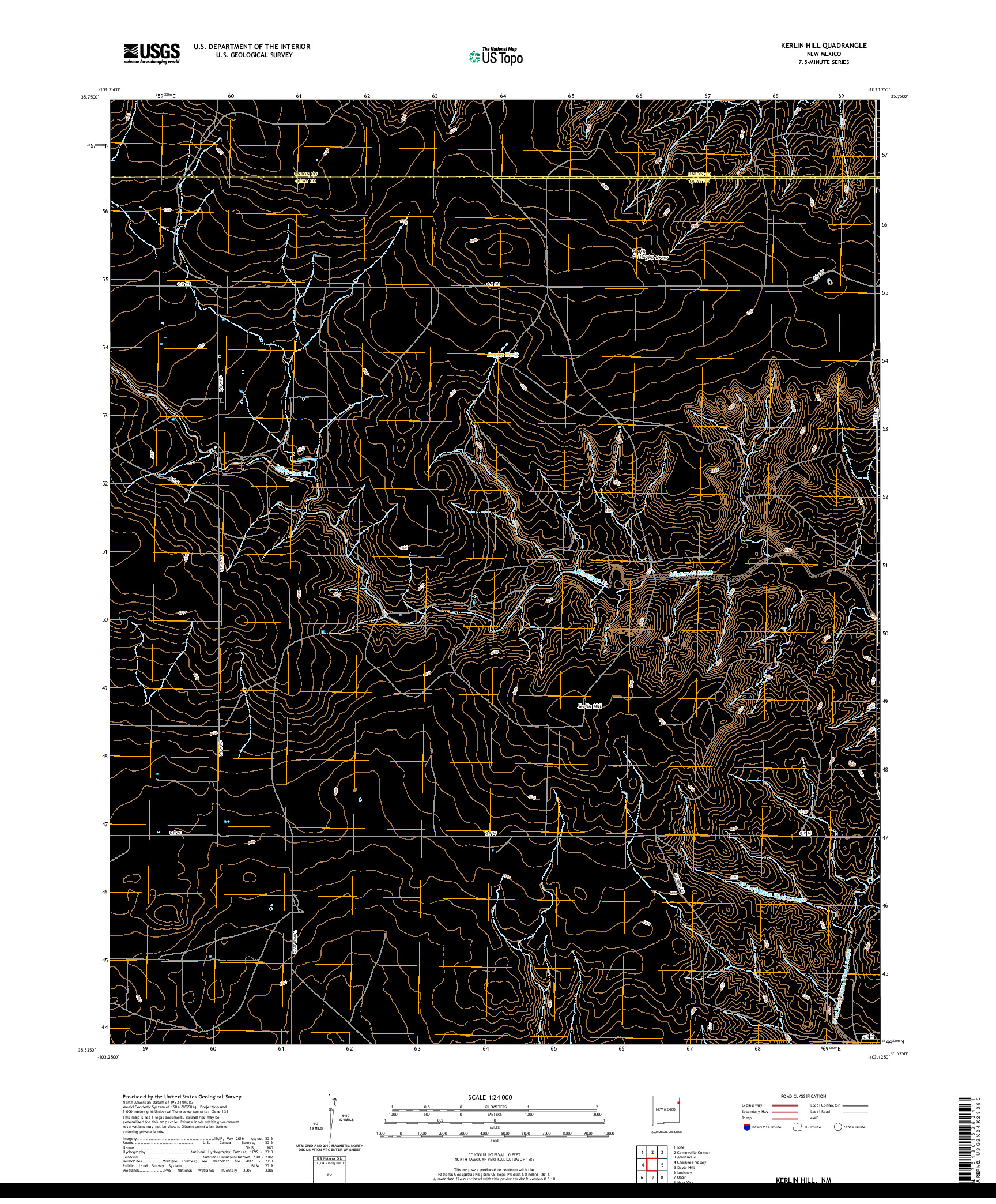 USGS US TOPO 7.5-MINUTE MAP FOR KERLIN HILL, NM 2020