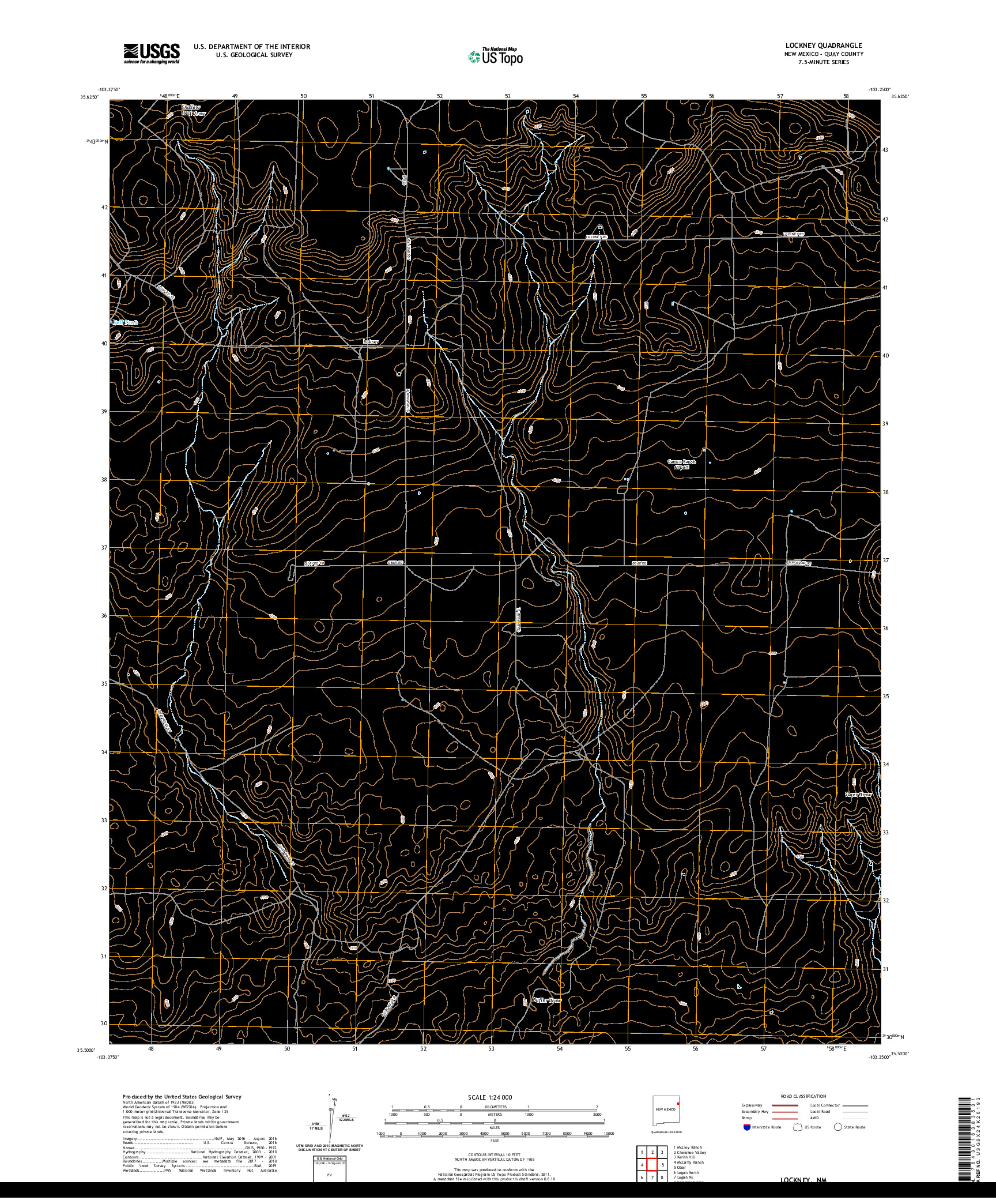 USGS US TOPO 7.5-MINUTE MAP FOR LOCKNEY, NM 2020