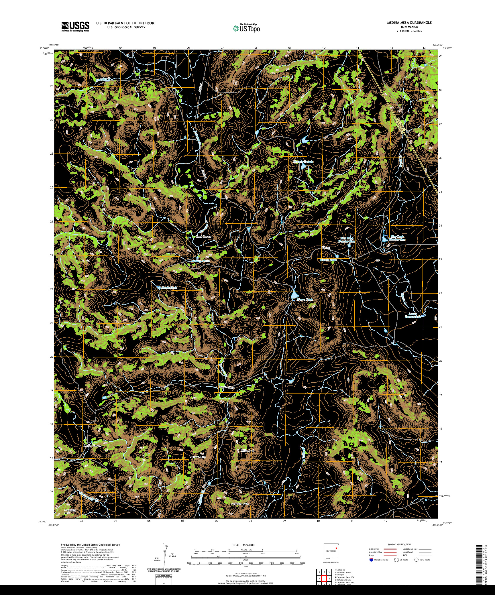 USGS US TOPO 7.5-MINUTE MAP FOR MEDINA MESA, NM 2020