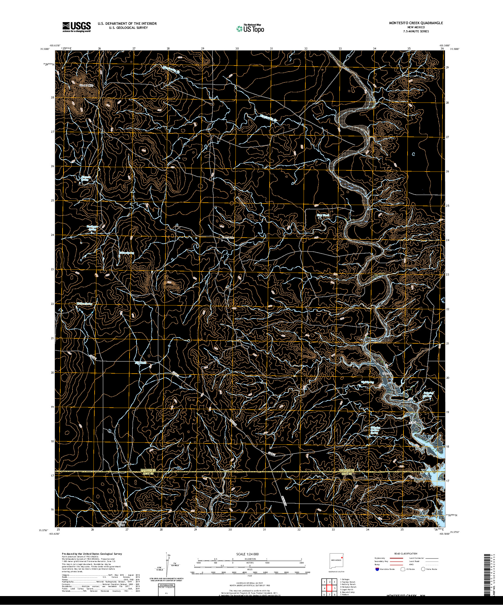 USGS US TOPO 7.5-MINUTE MAP FOR MONTESITO CREEK, NM 2020