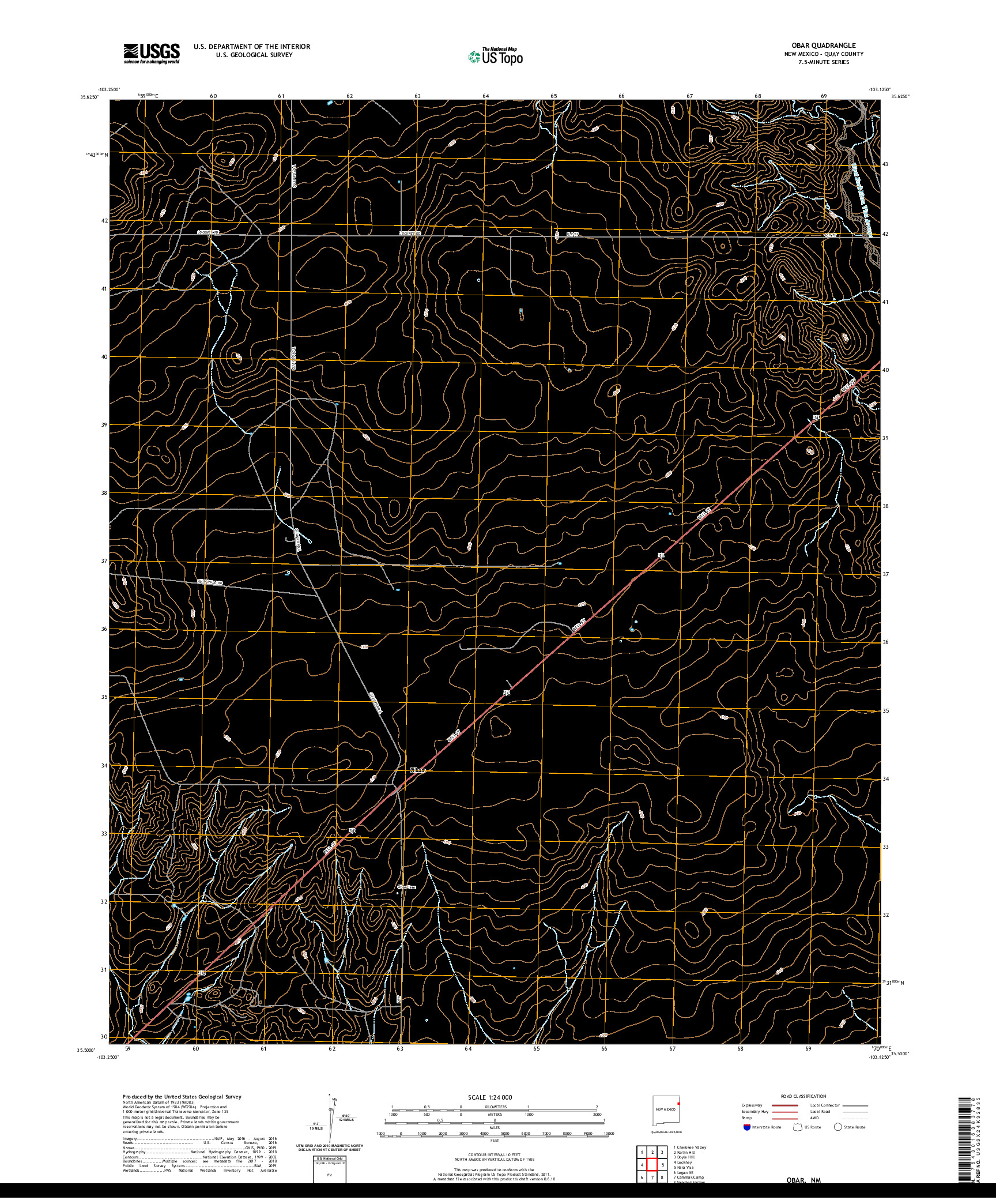 USGS US TOPO 7.5-MINUTE MAP FOR OBAR, NM 2020