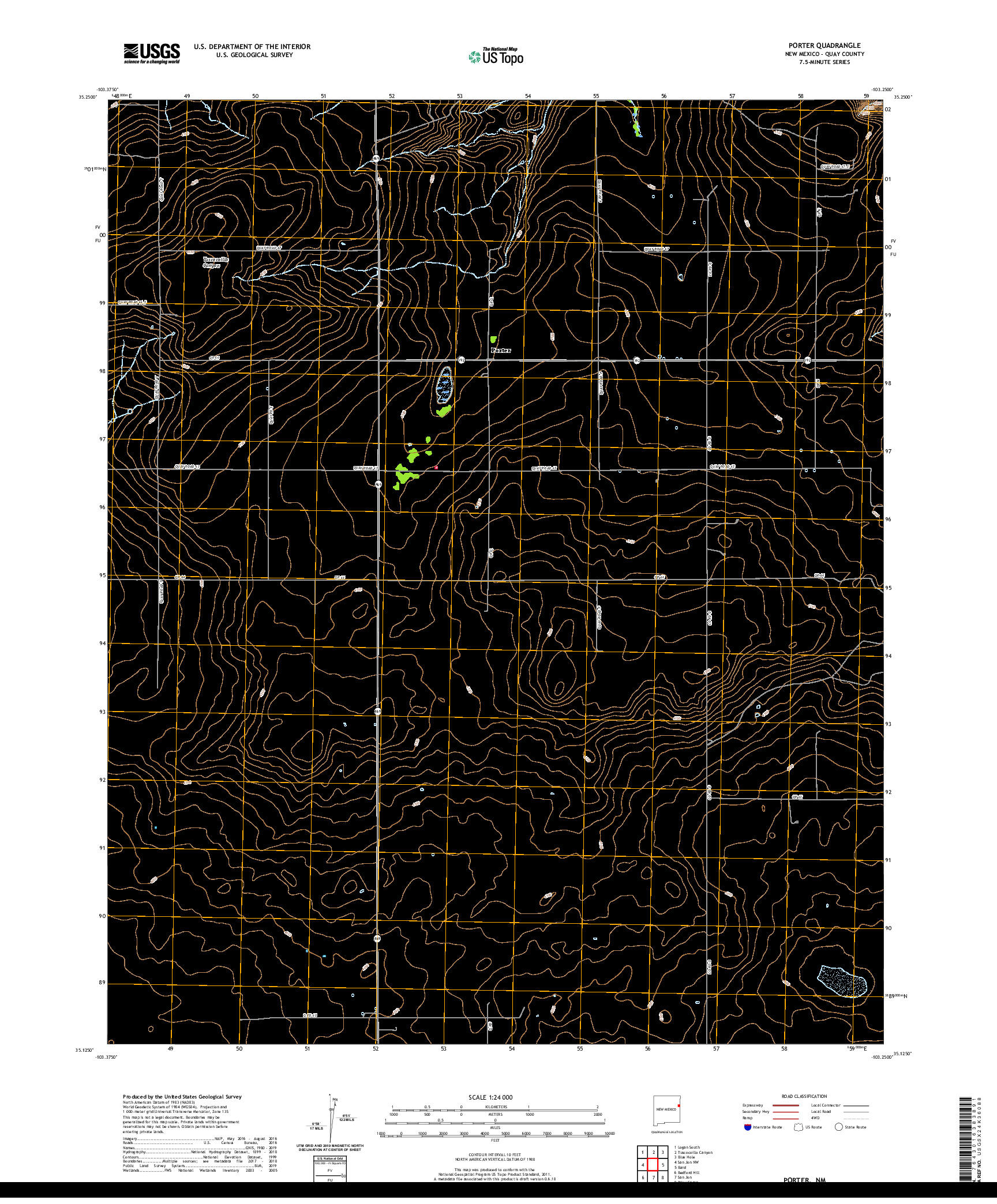 USGS US TOPO 7.5-MINUTE MAP FOR PORTER, NM 2020