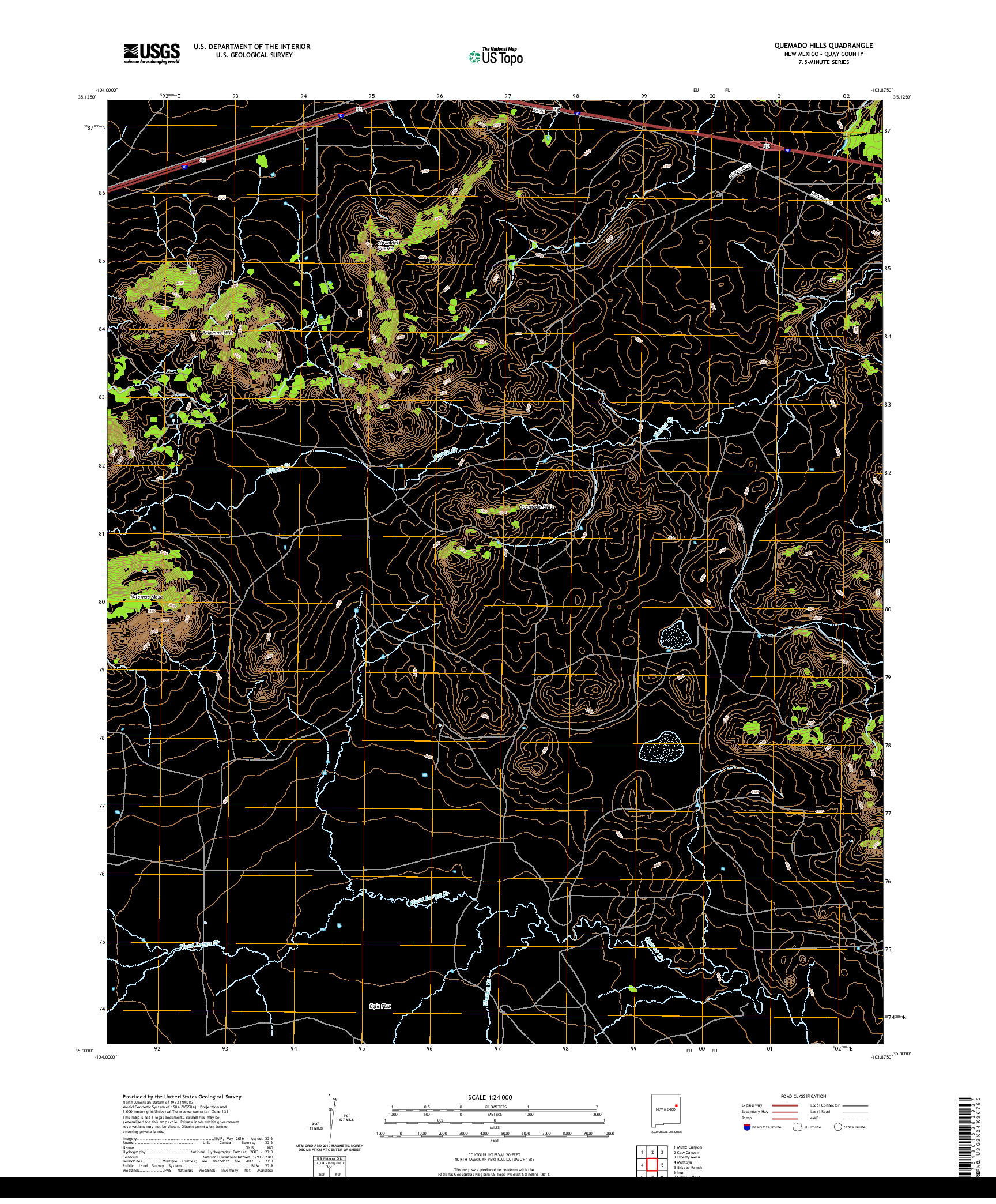 USGS US TOPO 7.5-MINUTE MAP FOR QUEMADO HILLS, NM 2020