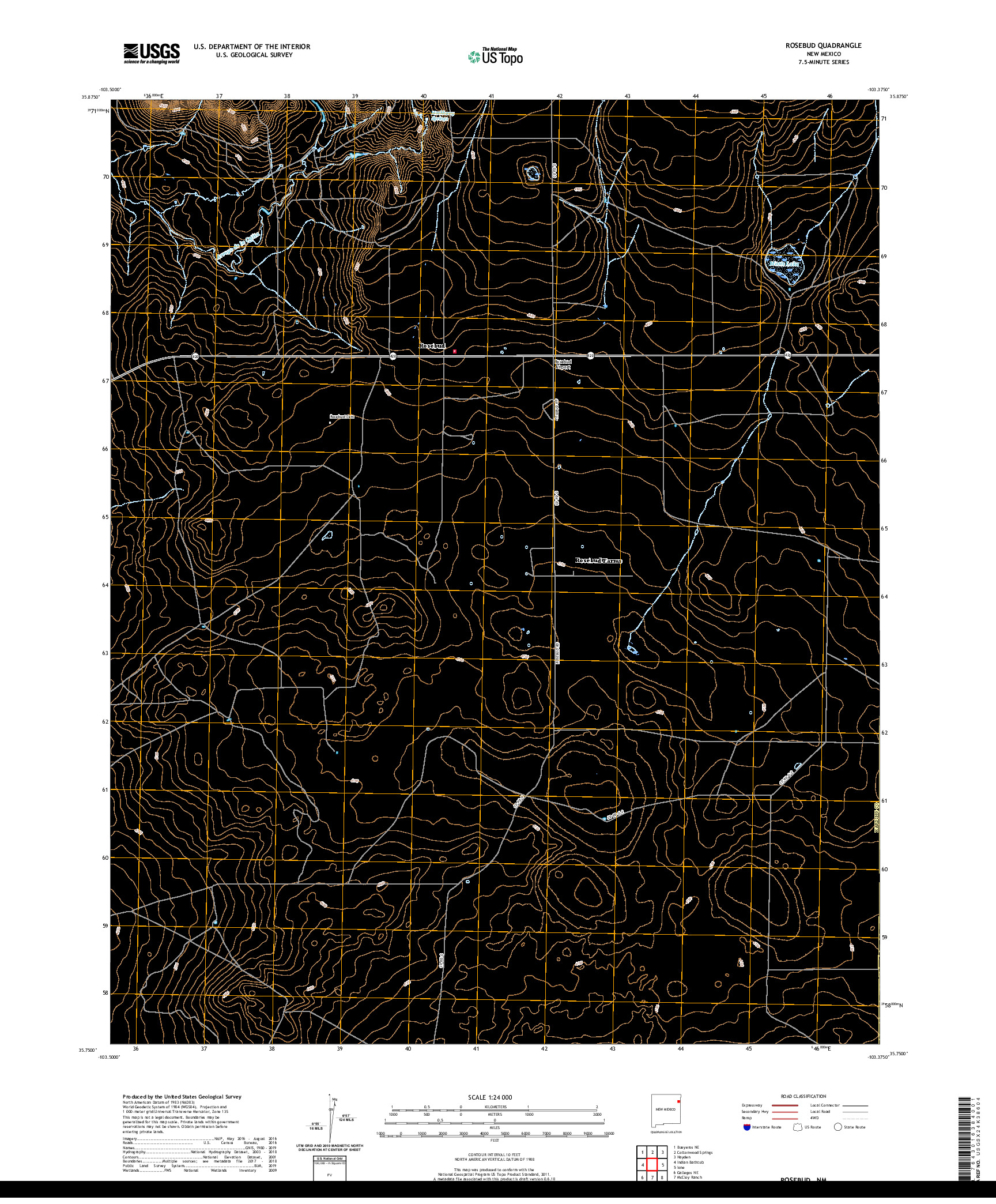 USGS US TOPO 7.5-MINUTE MAP FOR ROSEBUD, NM 2020