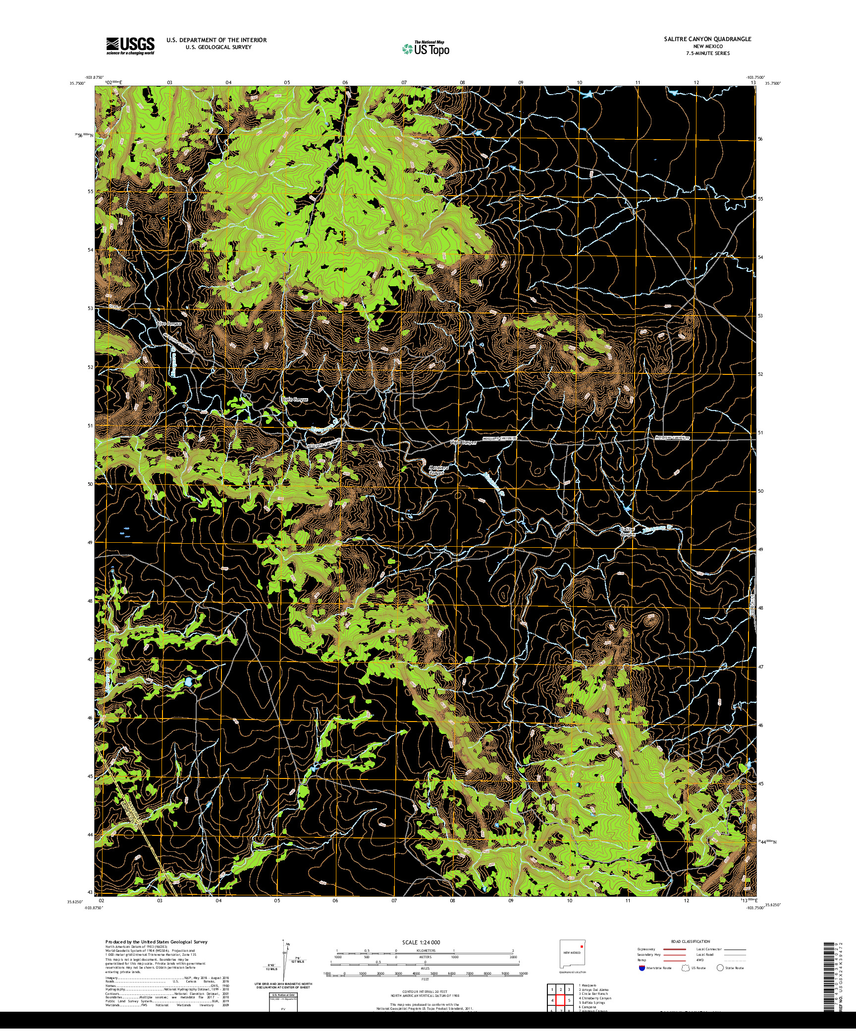 USGS US TOPO 7.5-MINUTE MAP FOR SALITRE CANYON, NM 2020