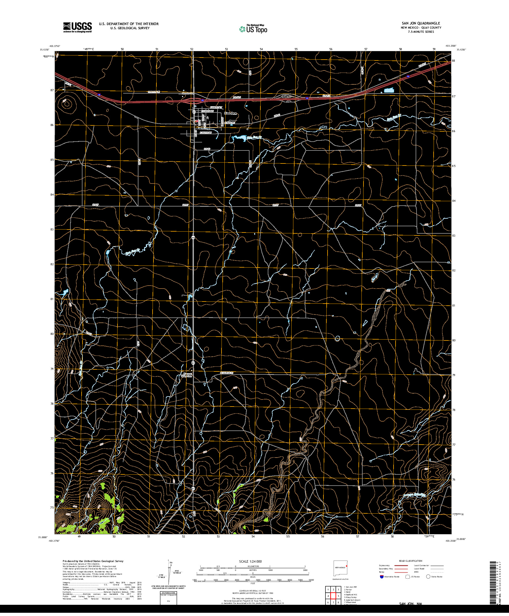 USGS US TOPO 7.5-MINUTE MAP FOR SAN JON, NM 2020