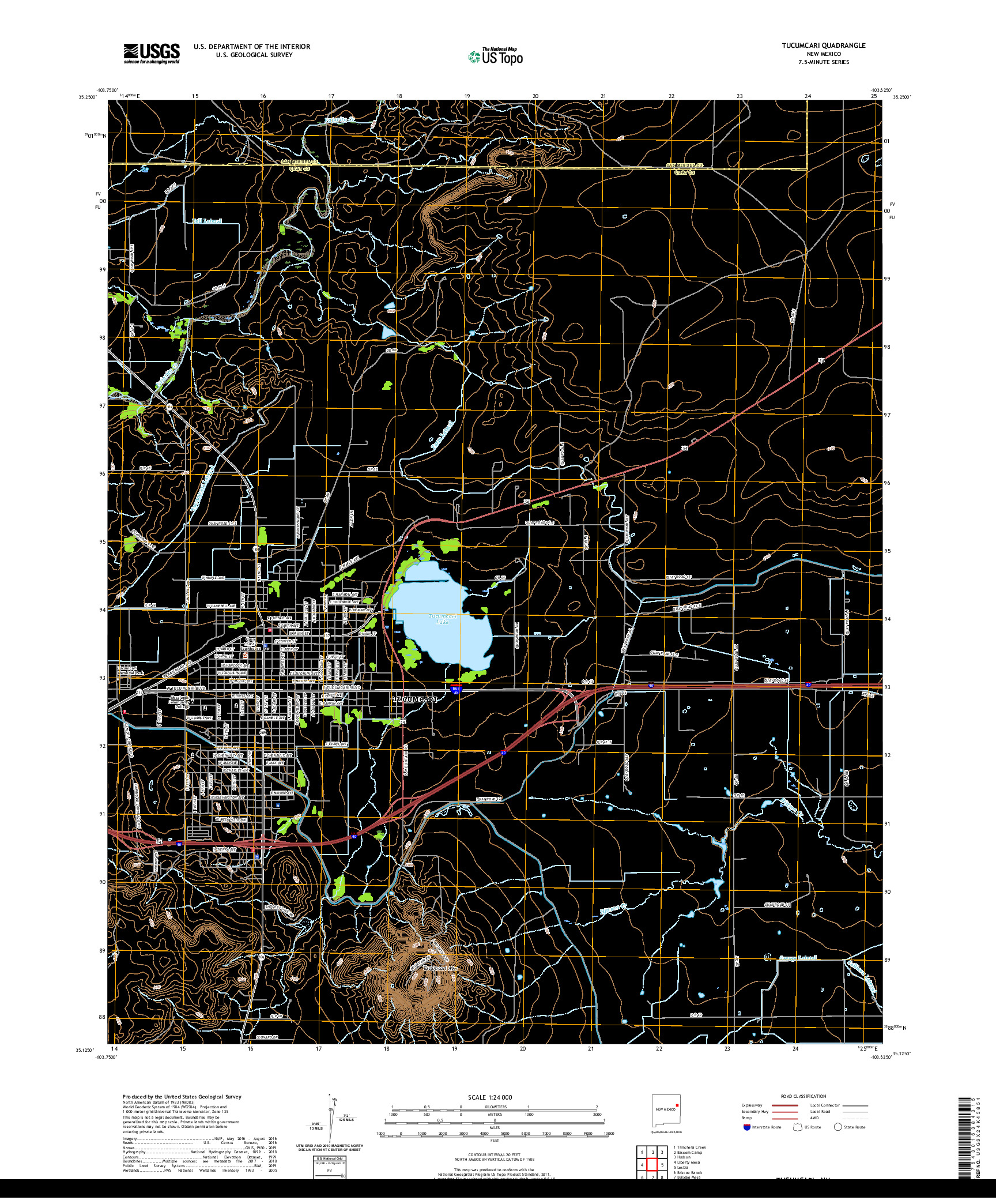 USGS US TOPO 7.5-MINUTE MAP FOR TUCUMCARI, NM 2020