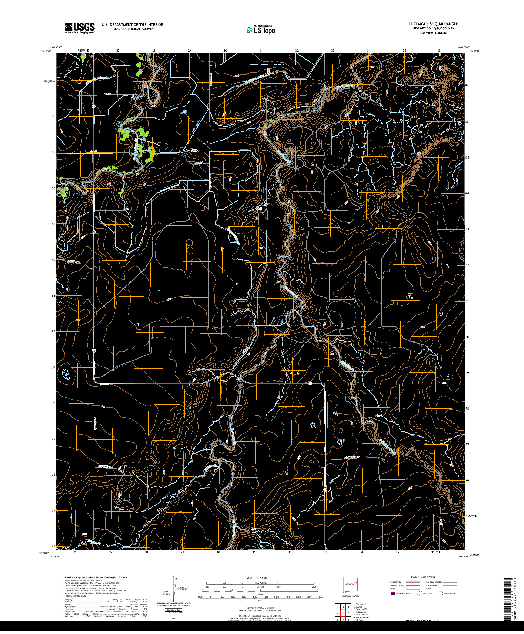USGS US TOPO 7.5-MINUTE MAP FOR TUCUMCARI SE, NM 2020