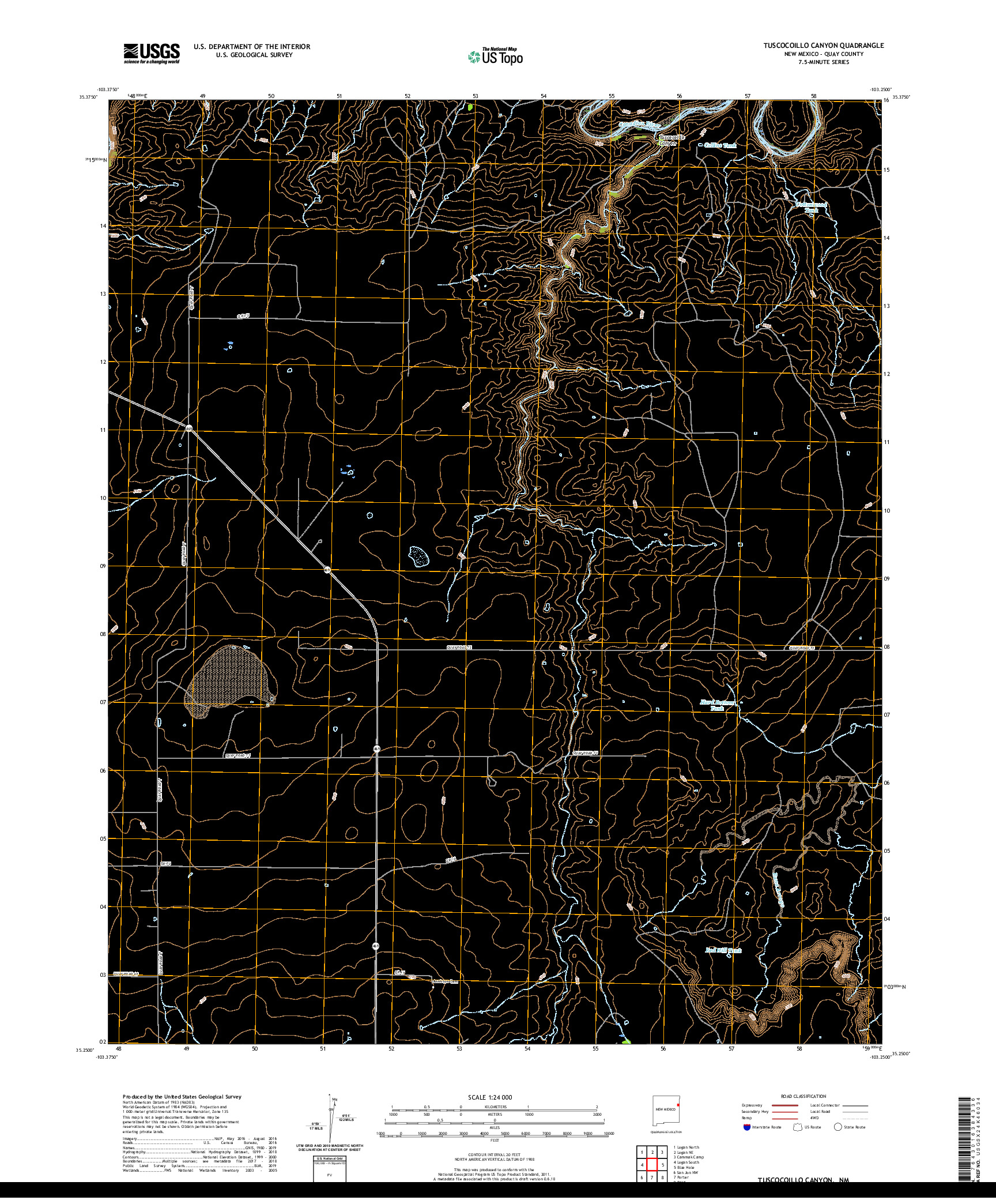 USGS US TOPO 7.5-MINUTE MAP FOR TUSCOCOILLO CANYON, NM 2020