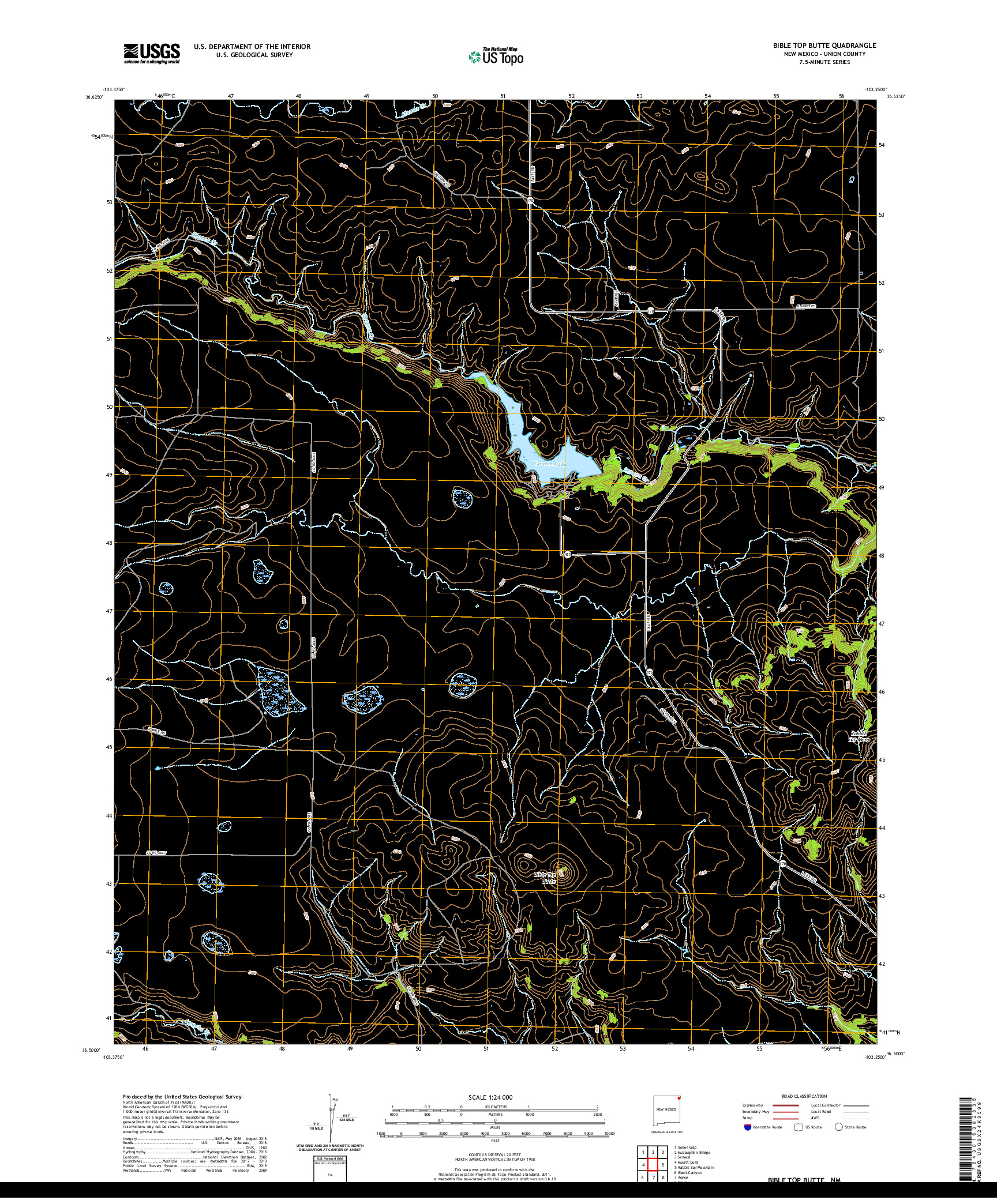 USGS US TOPO 7.5-MINUTE MAP FOR BIBLE TOP BUTTE, NM 2020