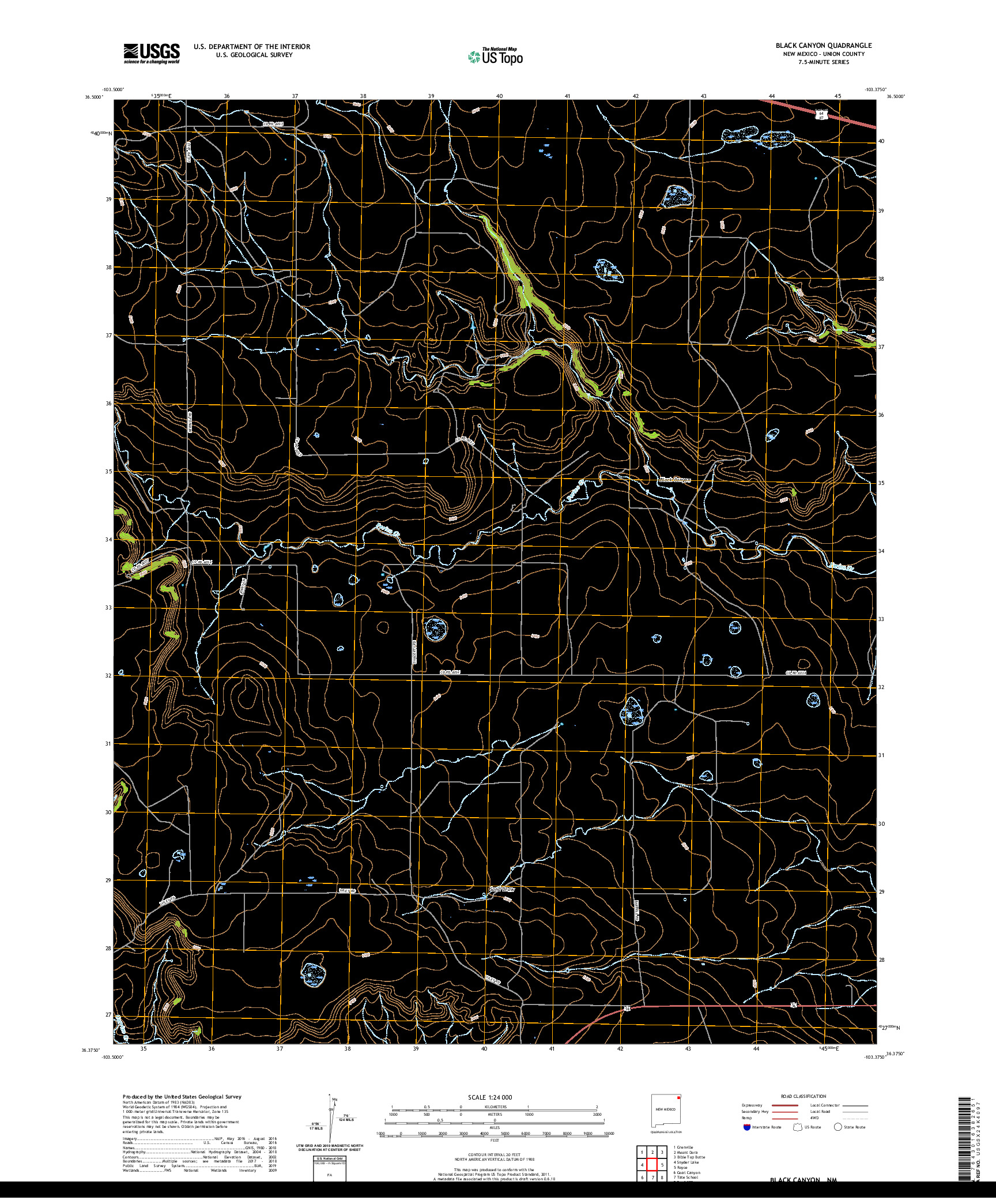USGS US TOPO 7.5-MINUTE MAP FOR BLACK CANYON, NM 2020