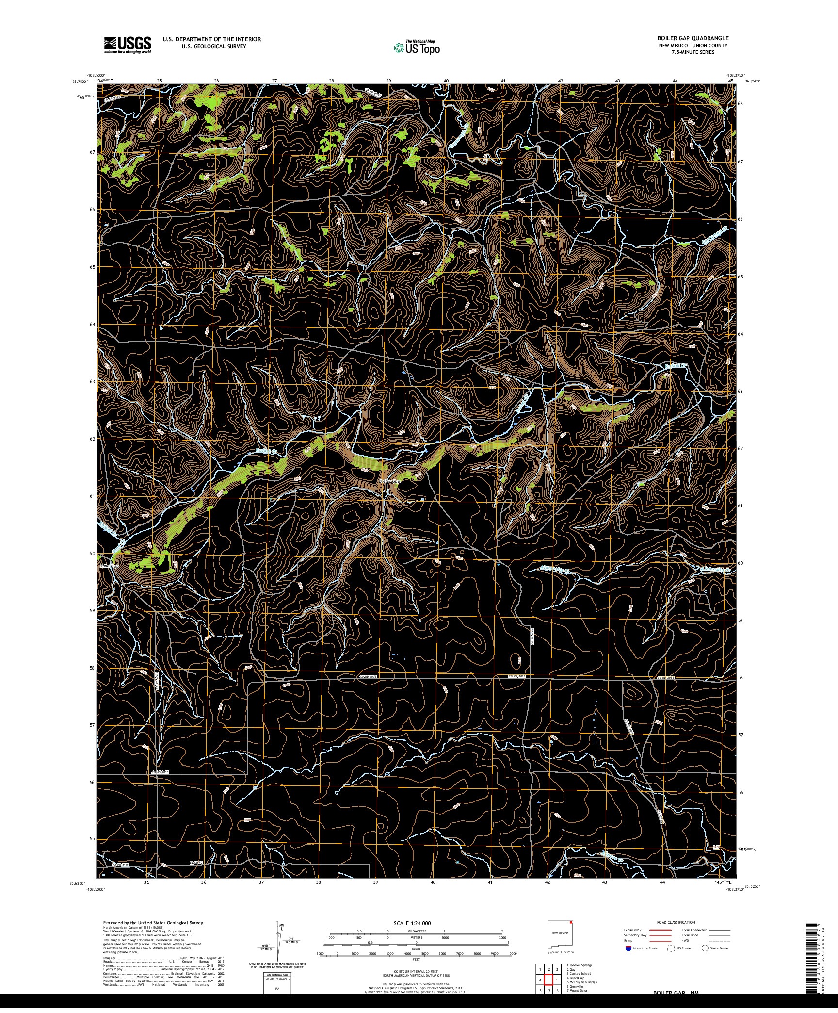 USGS US TOPO 7.5-MINUTE MAP FOR BOILER GAP, NM 2020