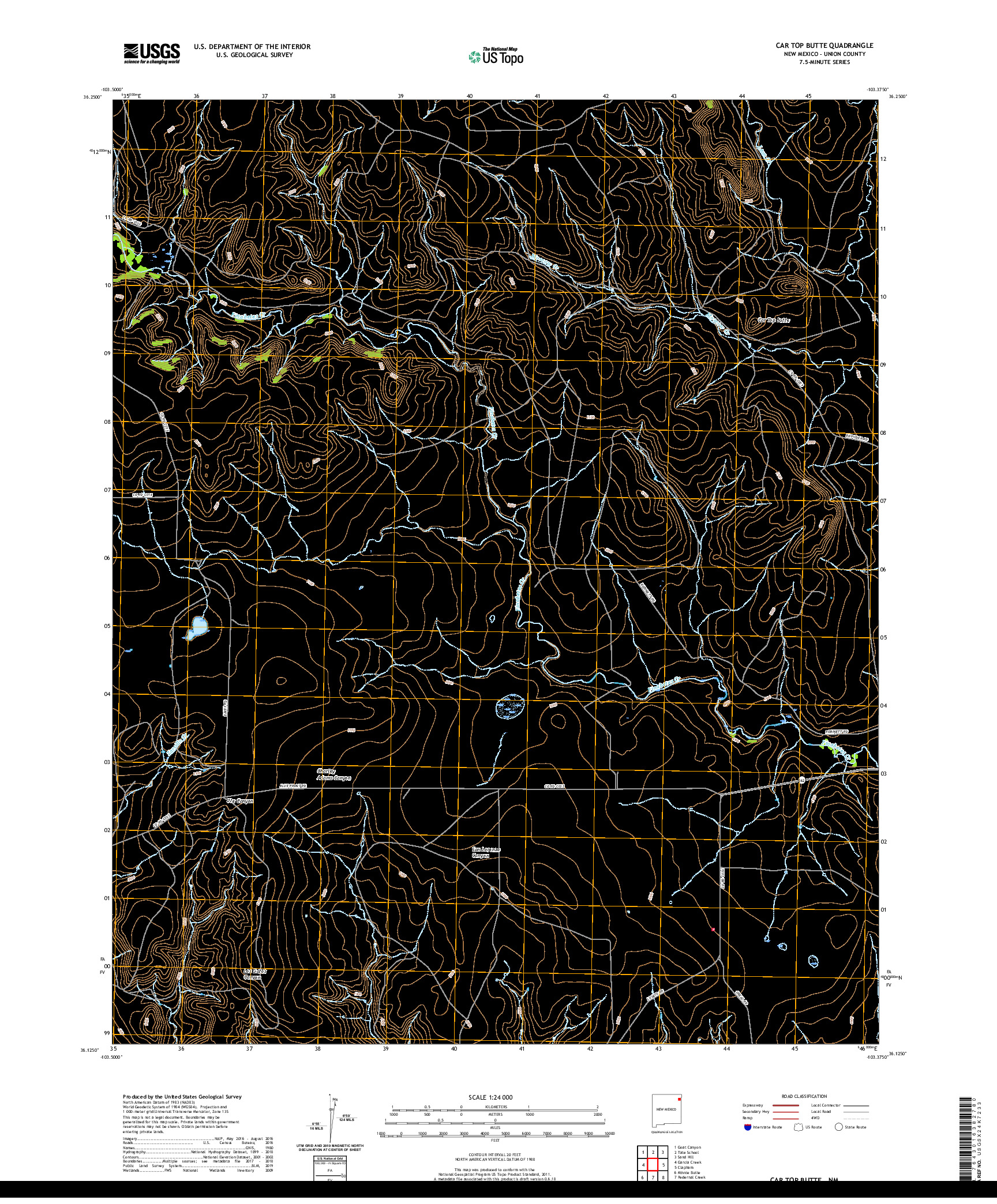 USGS US TOPO 7.5-MINUTE MAP FOR CAR TOP BUTTE, NM 2020