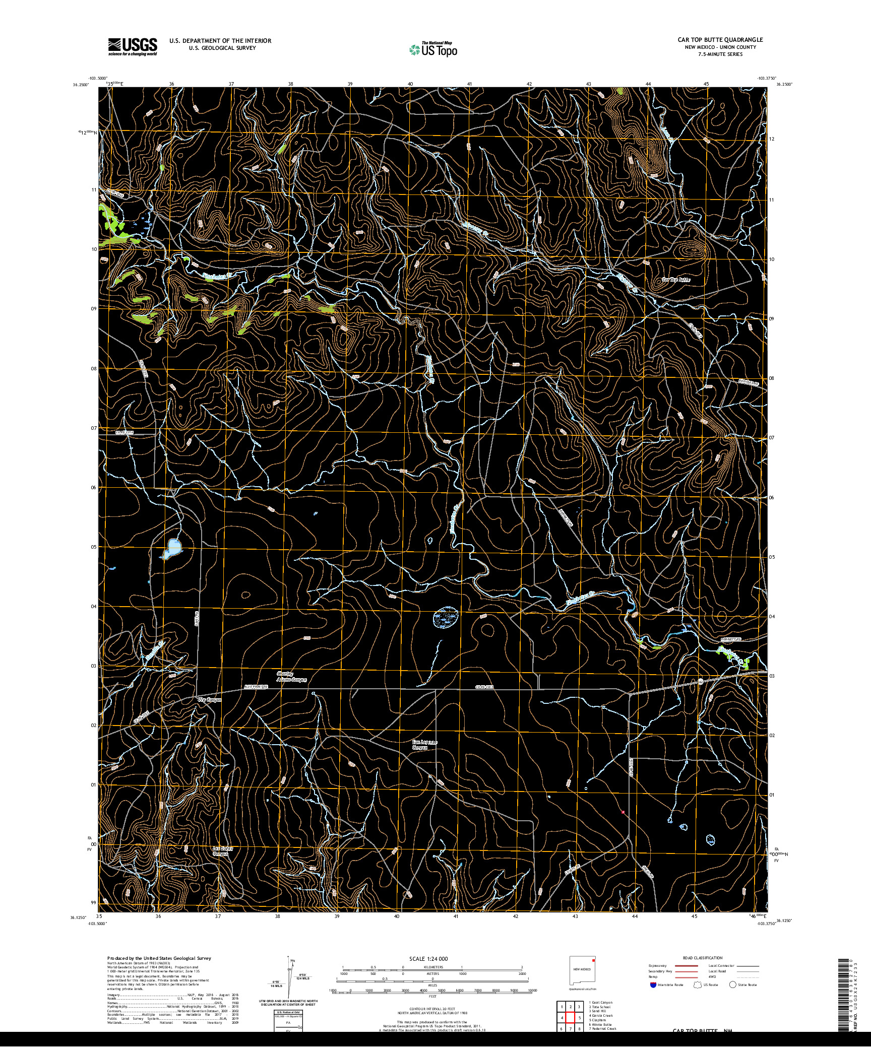 USGS US TOPO 7.5-MINUTE MAP FOR CAR TOP BUTTE, NM 2020