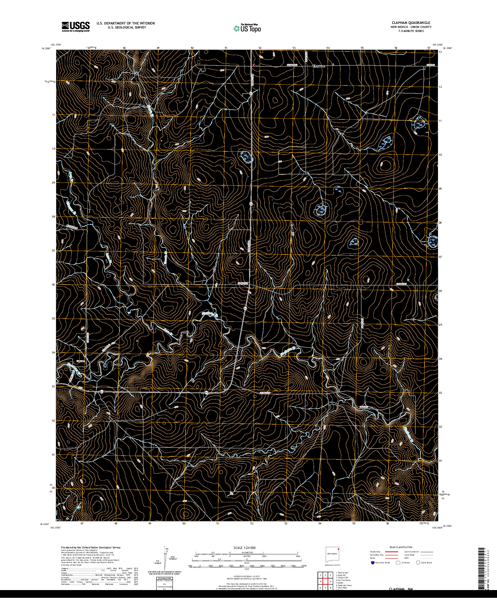 USGS US TOPO 7.5-MINUTE MAP FOR CLAPHAM, NM 2020