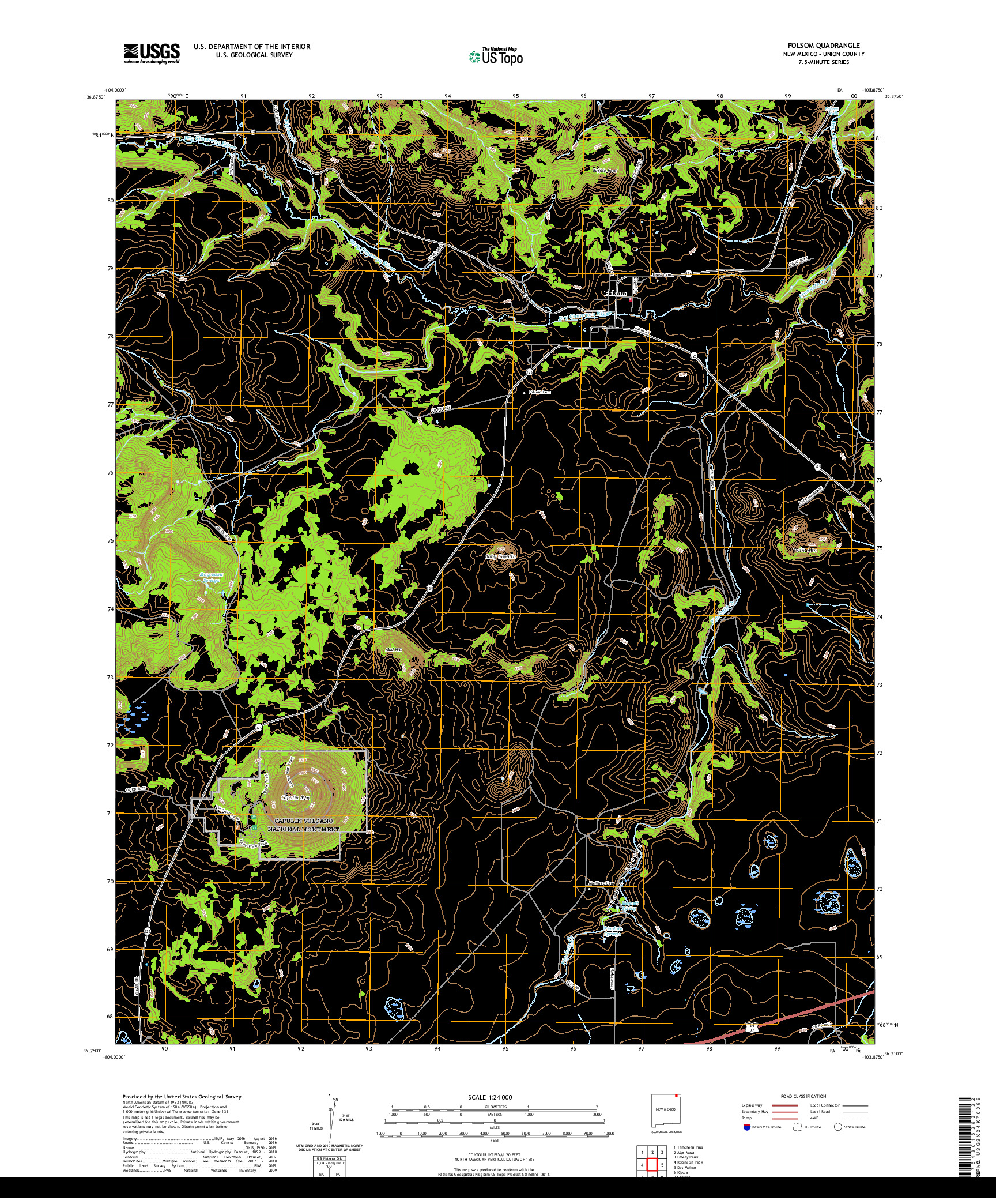 USGS US TOPO 7.5-MINUTE MAP FOR FOLSOM, NM 2020