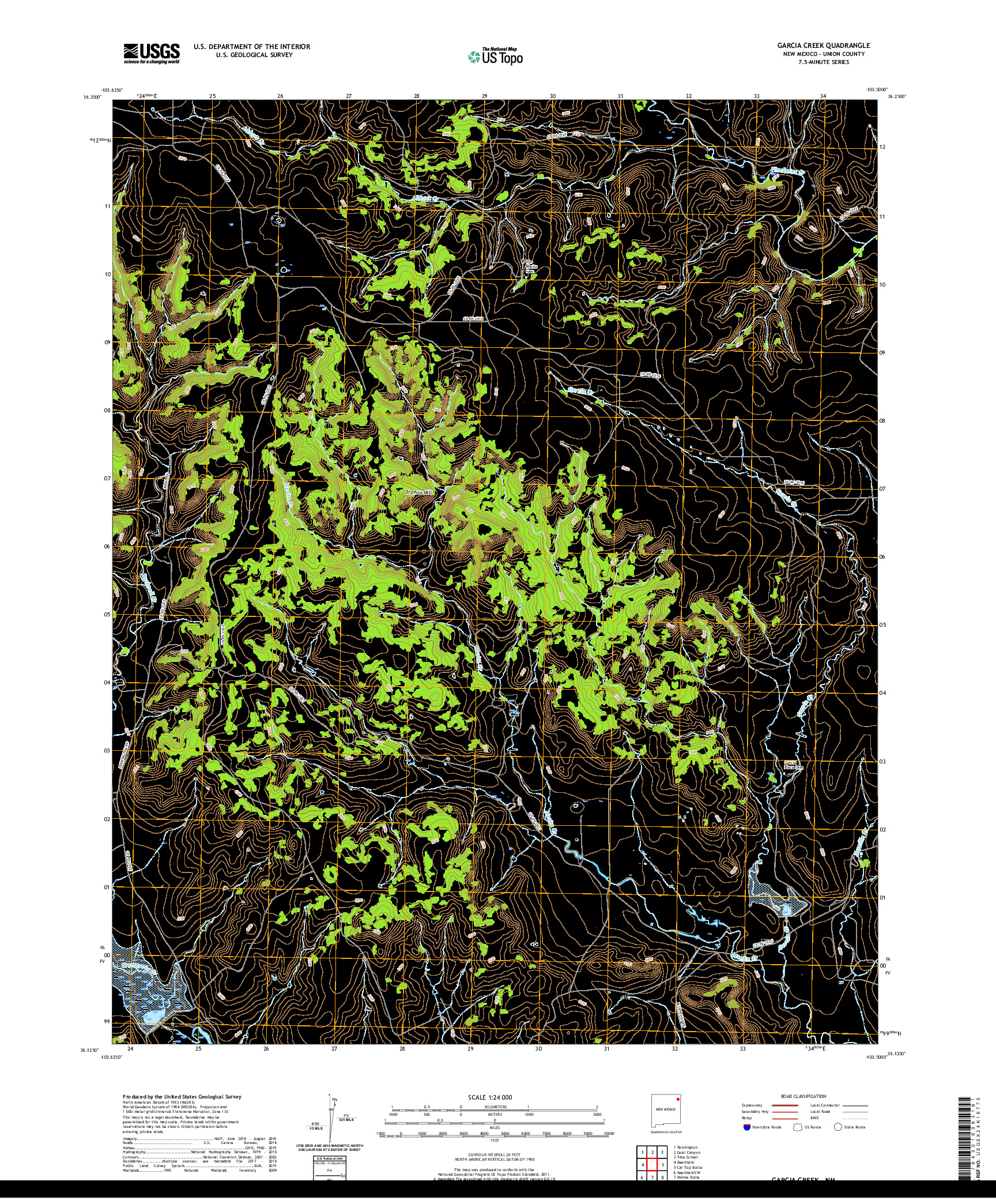 USGS US TOPO 7.5-MINUTE MAP FOR GARCIA CREEK, NM 2020