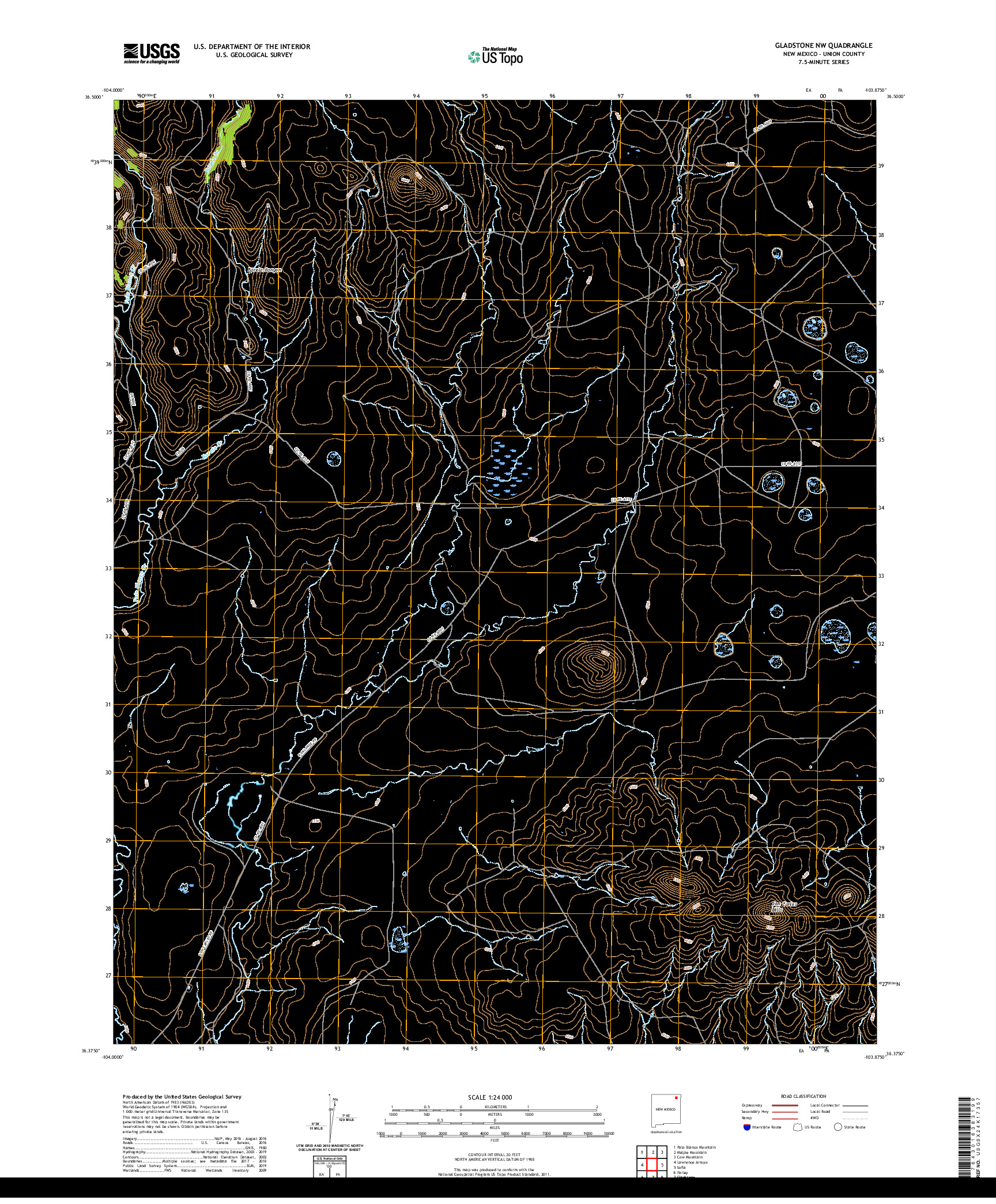 USGS US TOPO 7.5-MINUTE MAP FOR GLADSTONE NW, NM 2020
